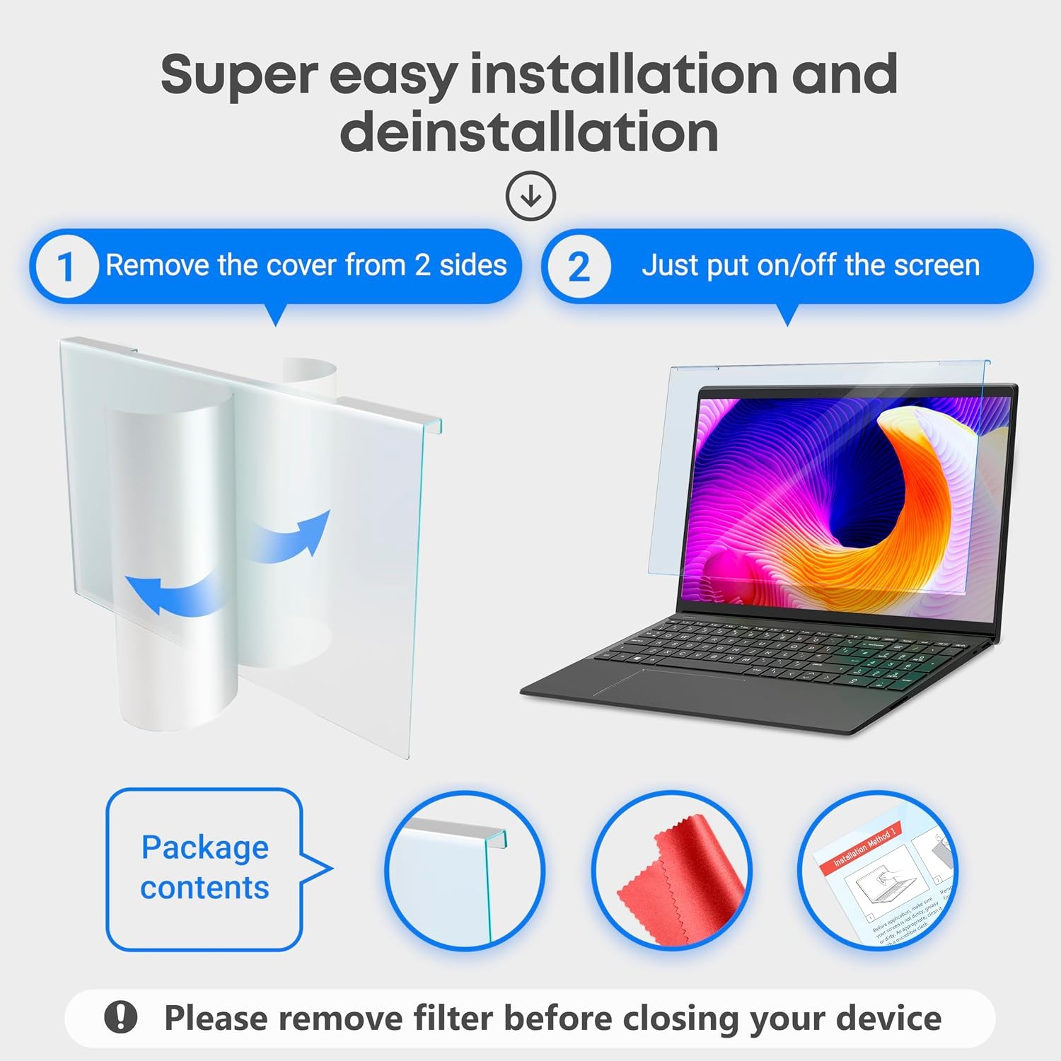 Blue Light Screen Protector for 14 Inch Computer Monitor and Laptop – Anti-UV Fi