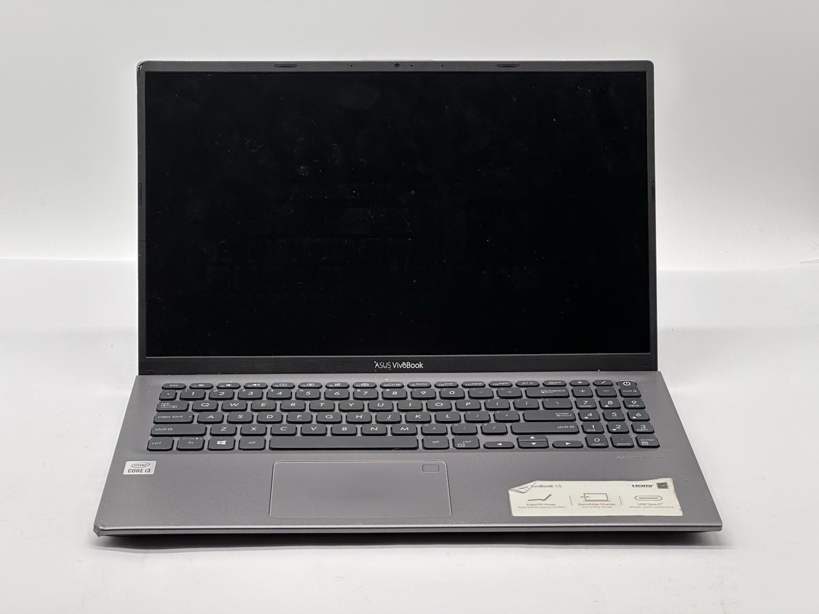 ASUS Vivobook 15 F512J Laptop, i3-1005G1, @ 1.20GHz, 8GB RAM, No OS/HDD/Charger