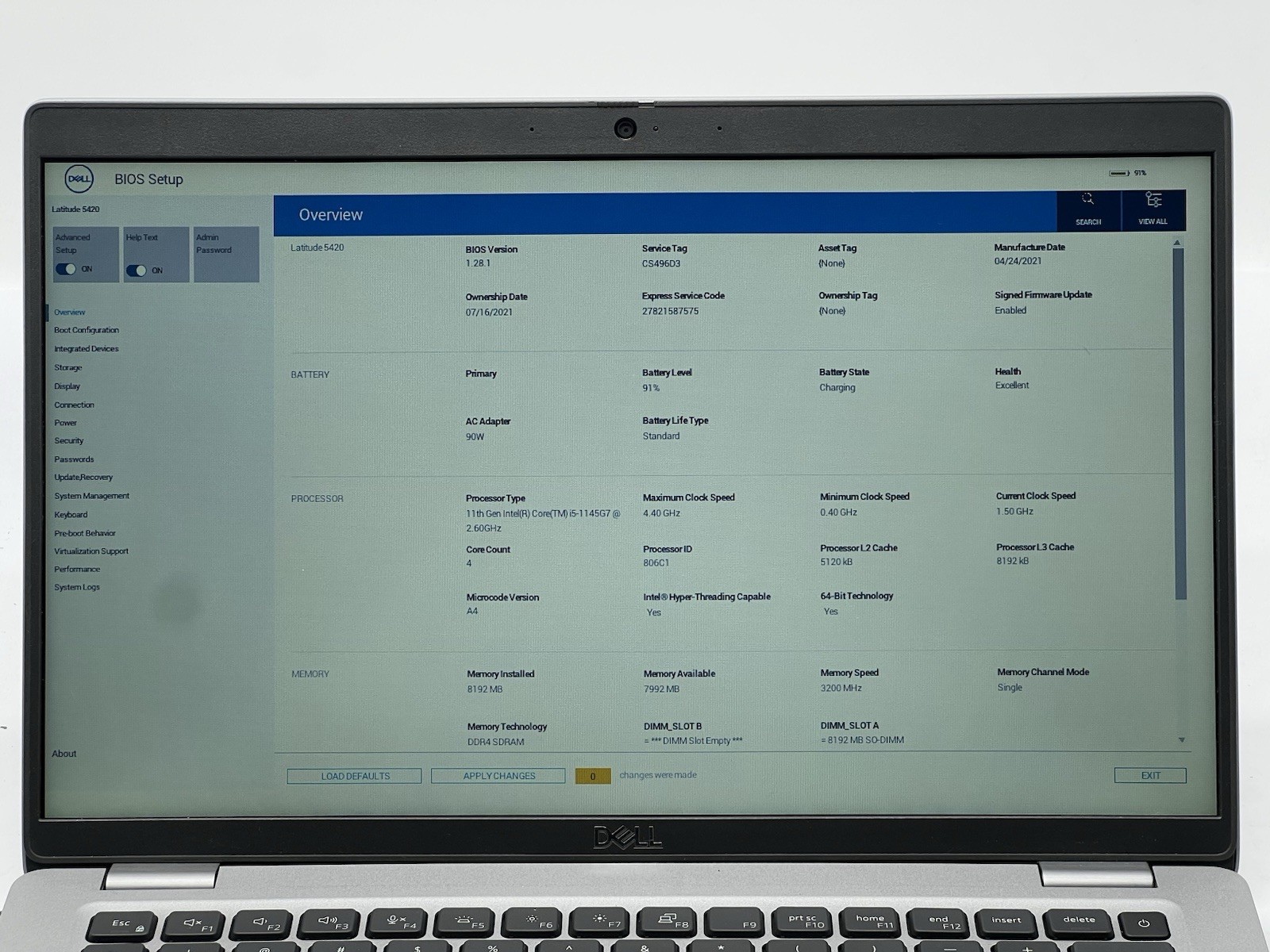 Dell Latitude 5420, i5 11th Gen, 8GB RAM-No HDD/OS/Charger