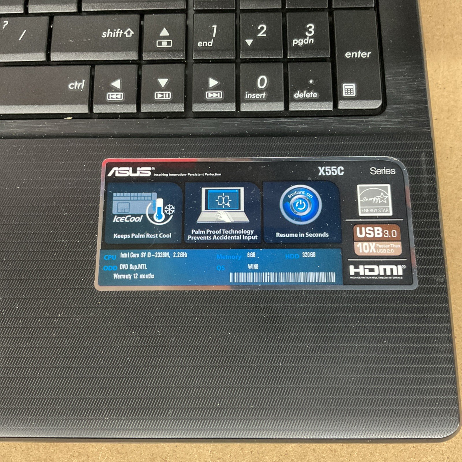 ASUS X55C Laptop Intel Pentium B980 4GB RAM – Broken Untested