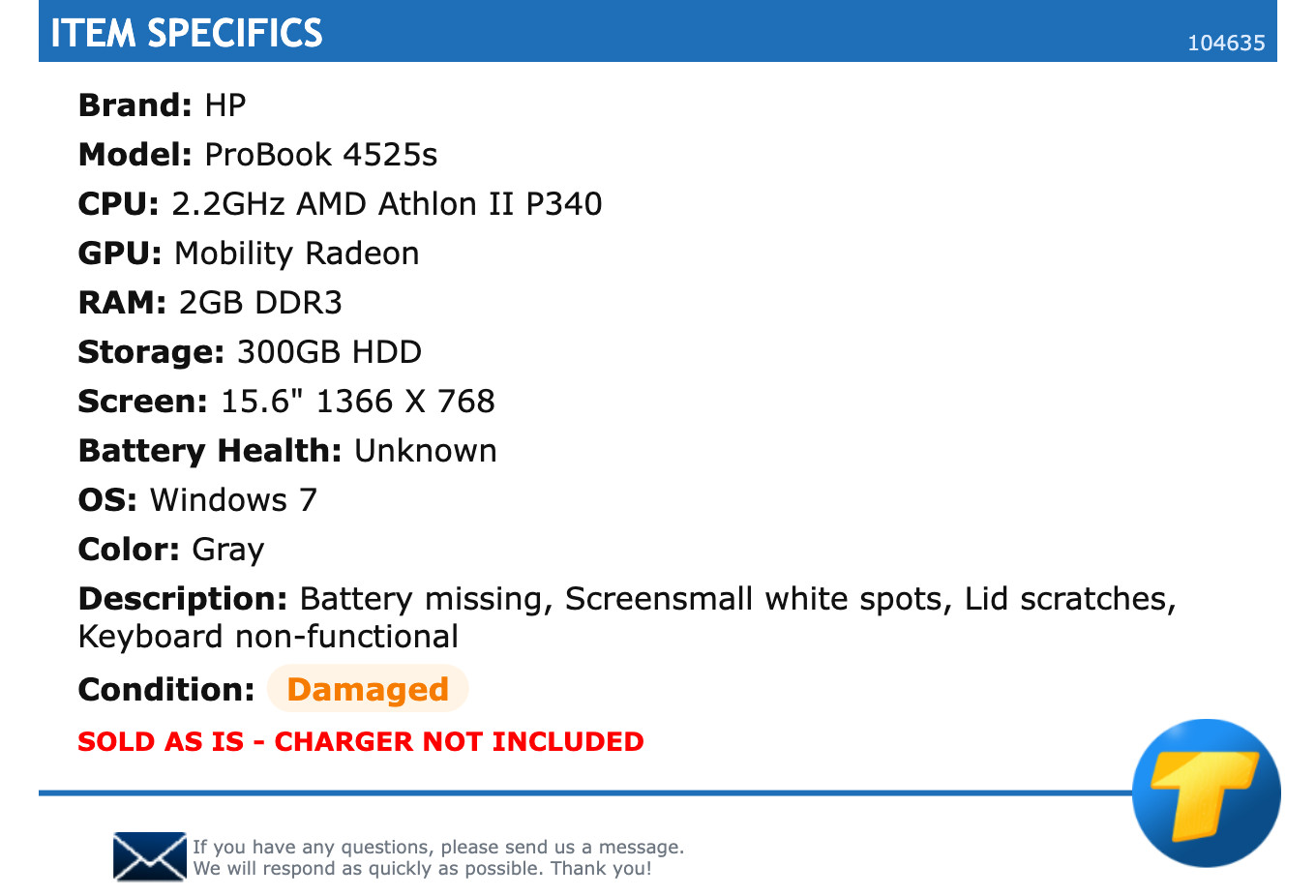HP ProBook 4525s – 15.6″ HD, 2.2GHz AMD Athlon II P340, 2GB RAM, 300GB HDD