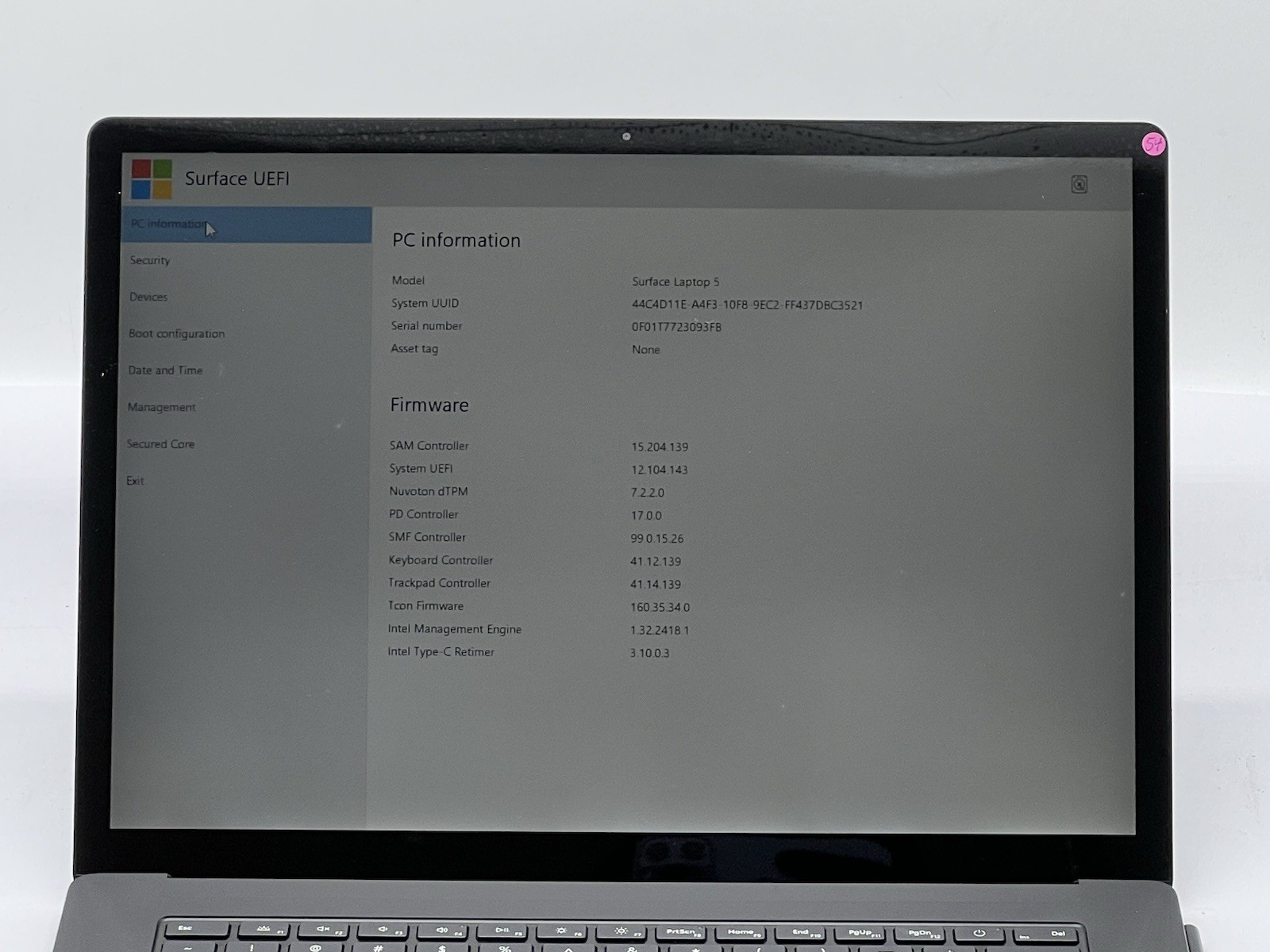 Microsoft Surface Laptop 5, i7-1265U, 2.17GHz, 32GB RAM, 1TB NVMe-No OS/Charger