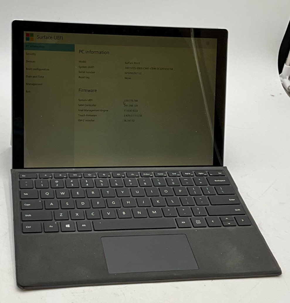 MICROSOFT Surface Pro 6 NO OS *BURN Intel Core i5 / 16GB / 256GB 025093292153