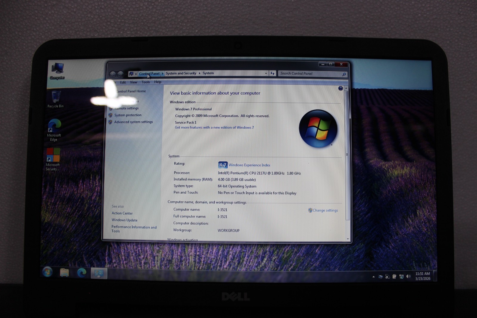 Dell Inspiron 3521 (1.80GHz/2GB/320GB) WEBCAM, 15.6″ WXGA Windows 7 PRO 64-Bit
