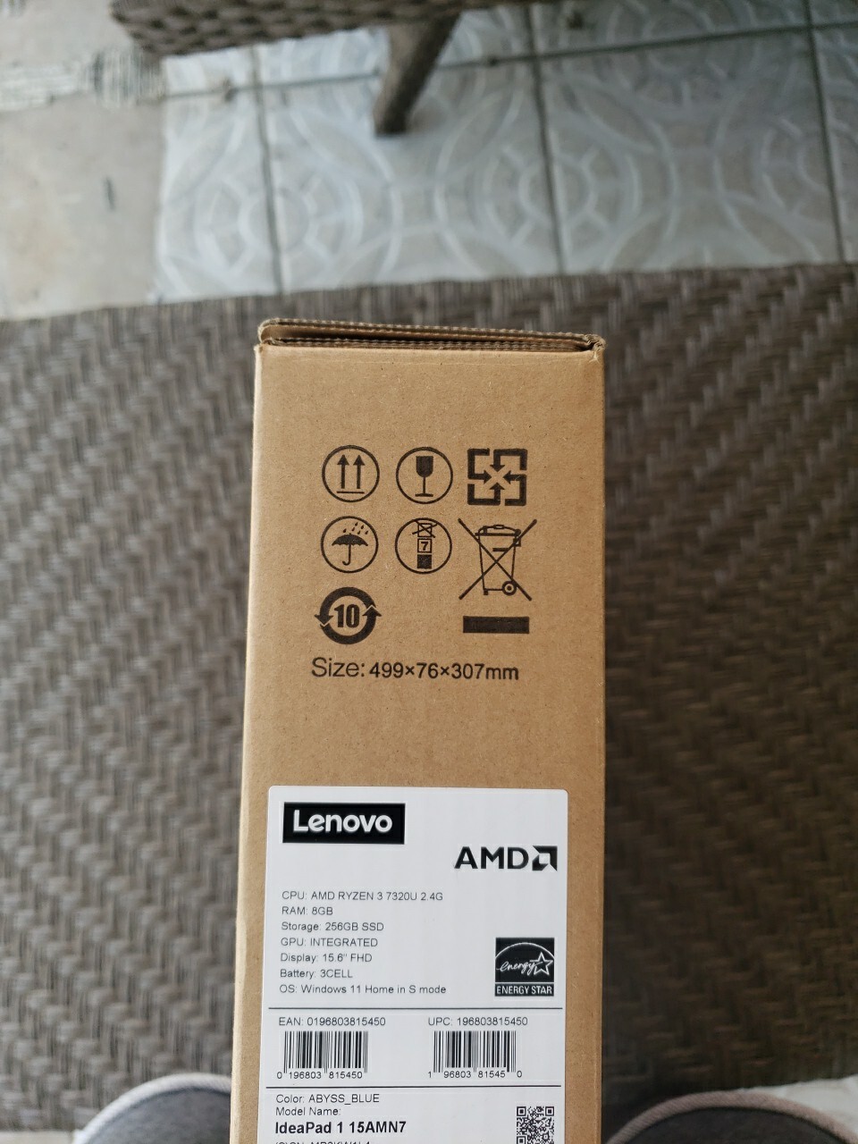 Lenovo Ideapad 1 15.6″ FHD Laptop, AMD Ryzen 3 7320U, 8GB RAM, 256GB SSD, Blue