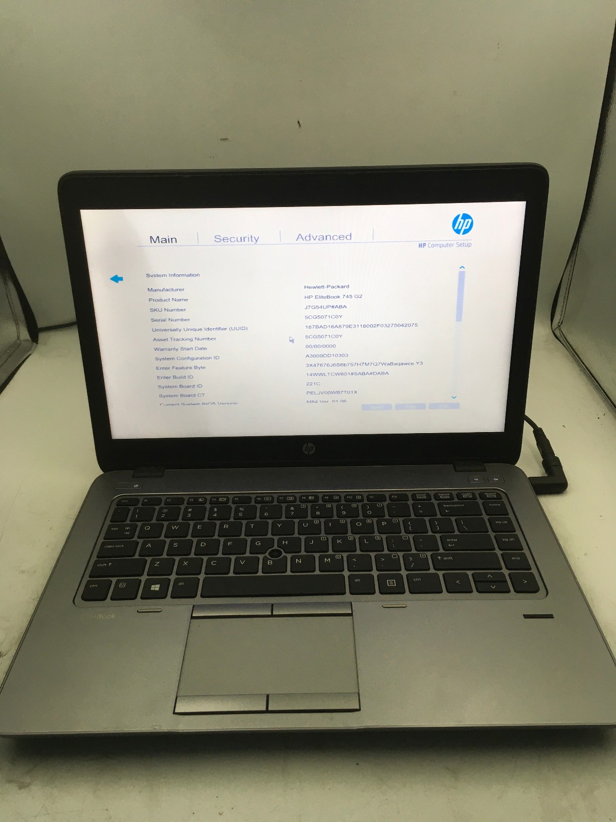 HP ELITEBOOK 745 G2 – BOOTS TO BIOS – AMD A SERIES PRO – NO RAM – NO OS -READ-BB