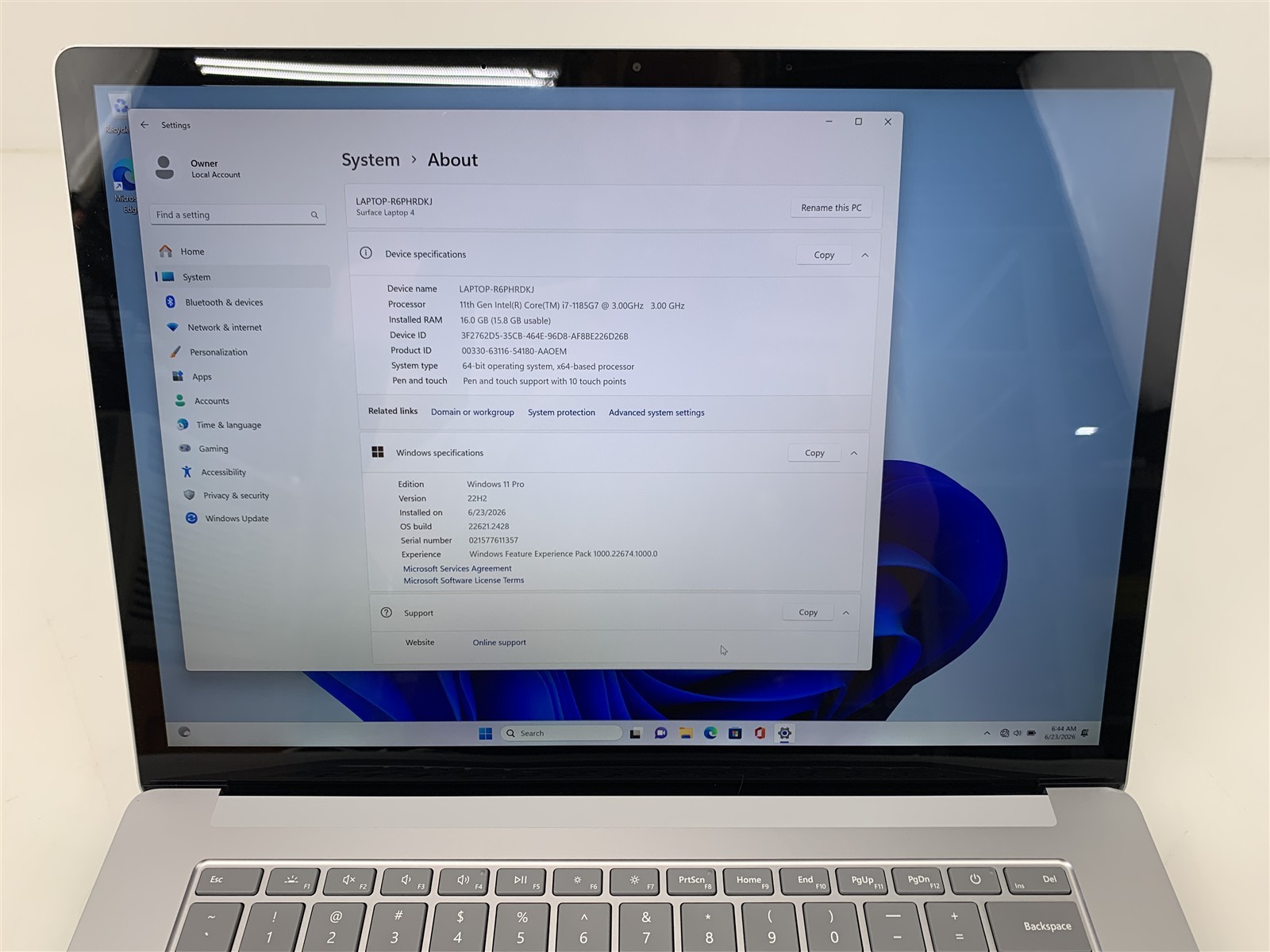 Microsoft Surface Laptop 4 1979 i7-1185G7 3.00GHz 16GB RAM 256GB NVMe Win 11 Pro
