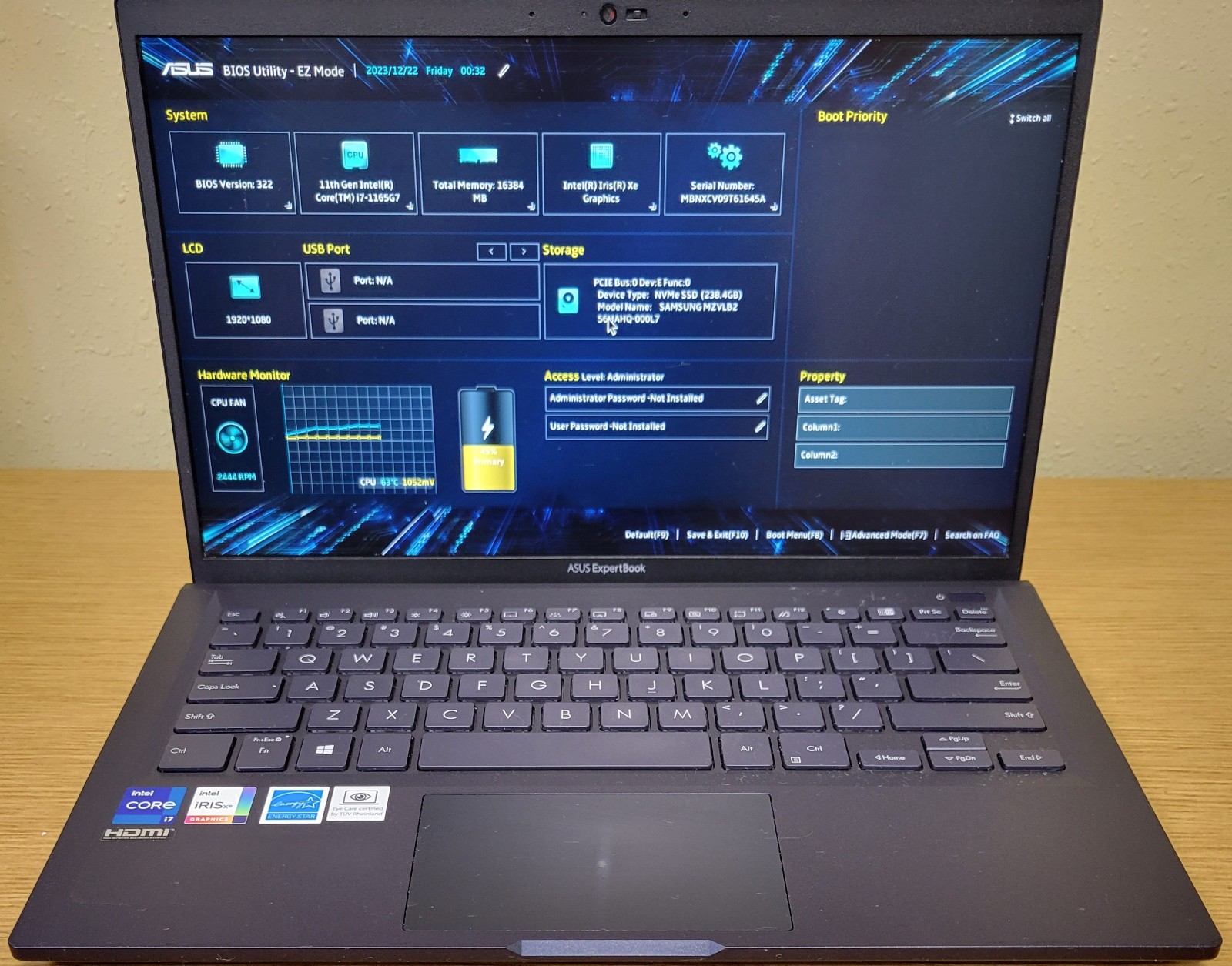 Asus ExpertBook B1400CEAEY i7-1165G7 2.80GHz 16GB DDR4 256GB NVMe NO OS/HDD
