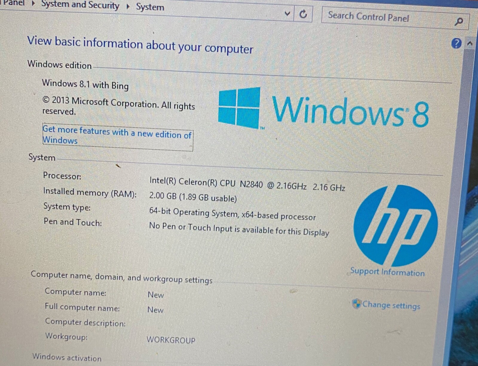 HP Stream Notebook PC 11__Intel Celeron N2840 CPU @ 2.16 GHz__2GB RAM__30GB HDD.