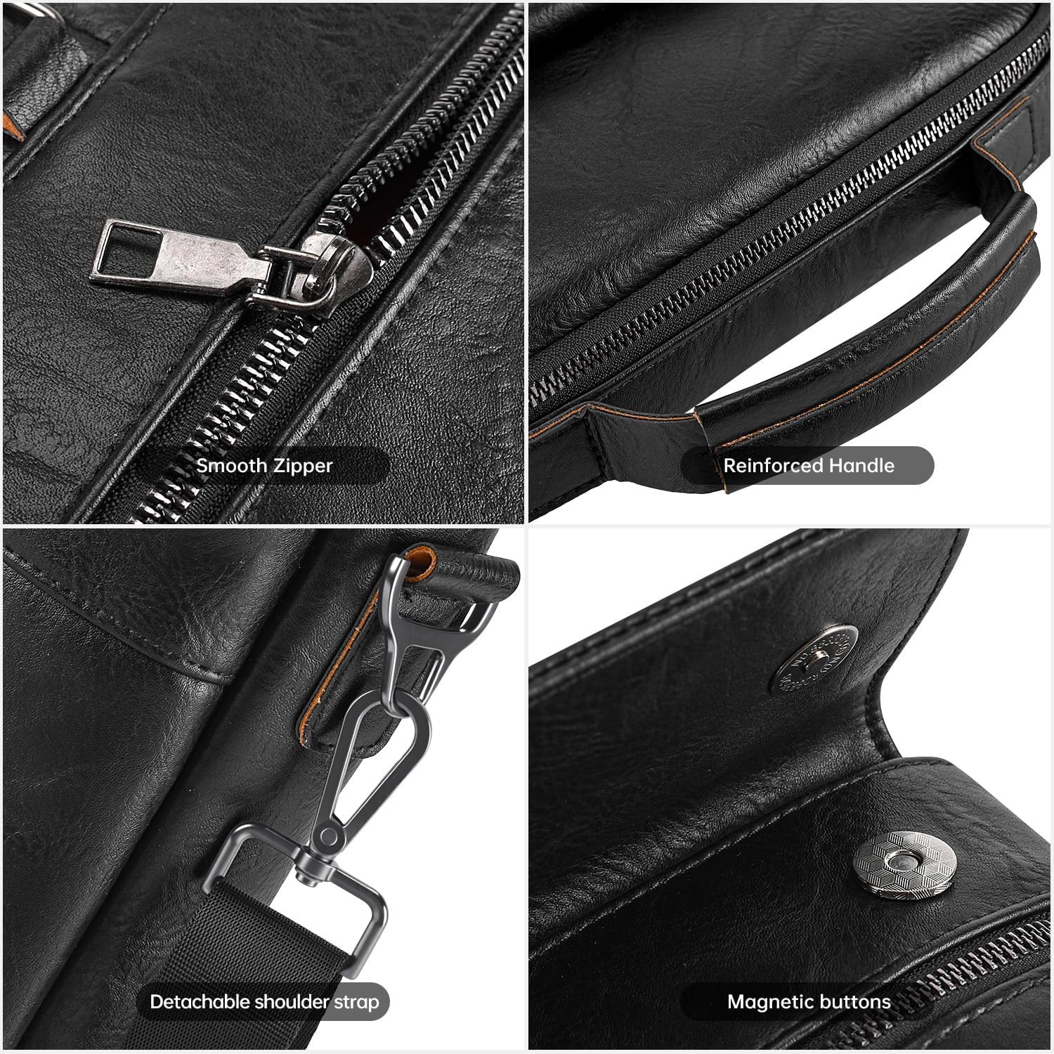 Leather Sleeve for 13 Inch MacBook Air 2026-2022, Protective Travel Case, Black
