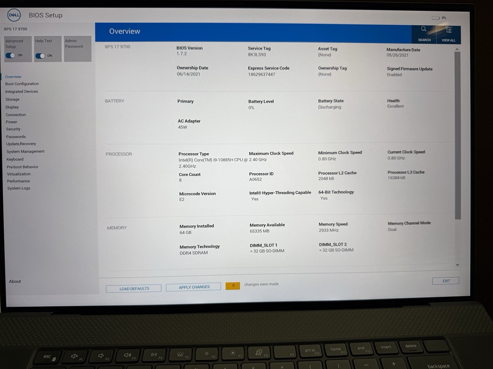 Dell XPS 17 9700 FHD+ i9-10885H 2.40GHz 64GB 2TB RTX 2060 Win10 Pro