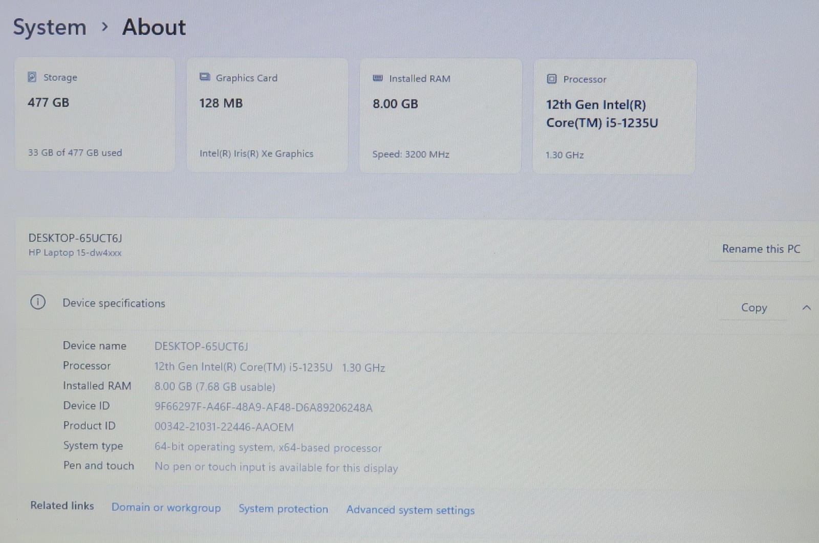 HP 15-dw4725od 15.6in Laptop i5 1235U 1.3GHz 8GB RAM 512GB SSD Windows 11 Home