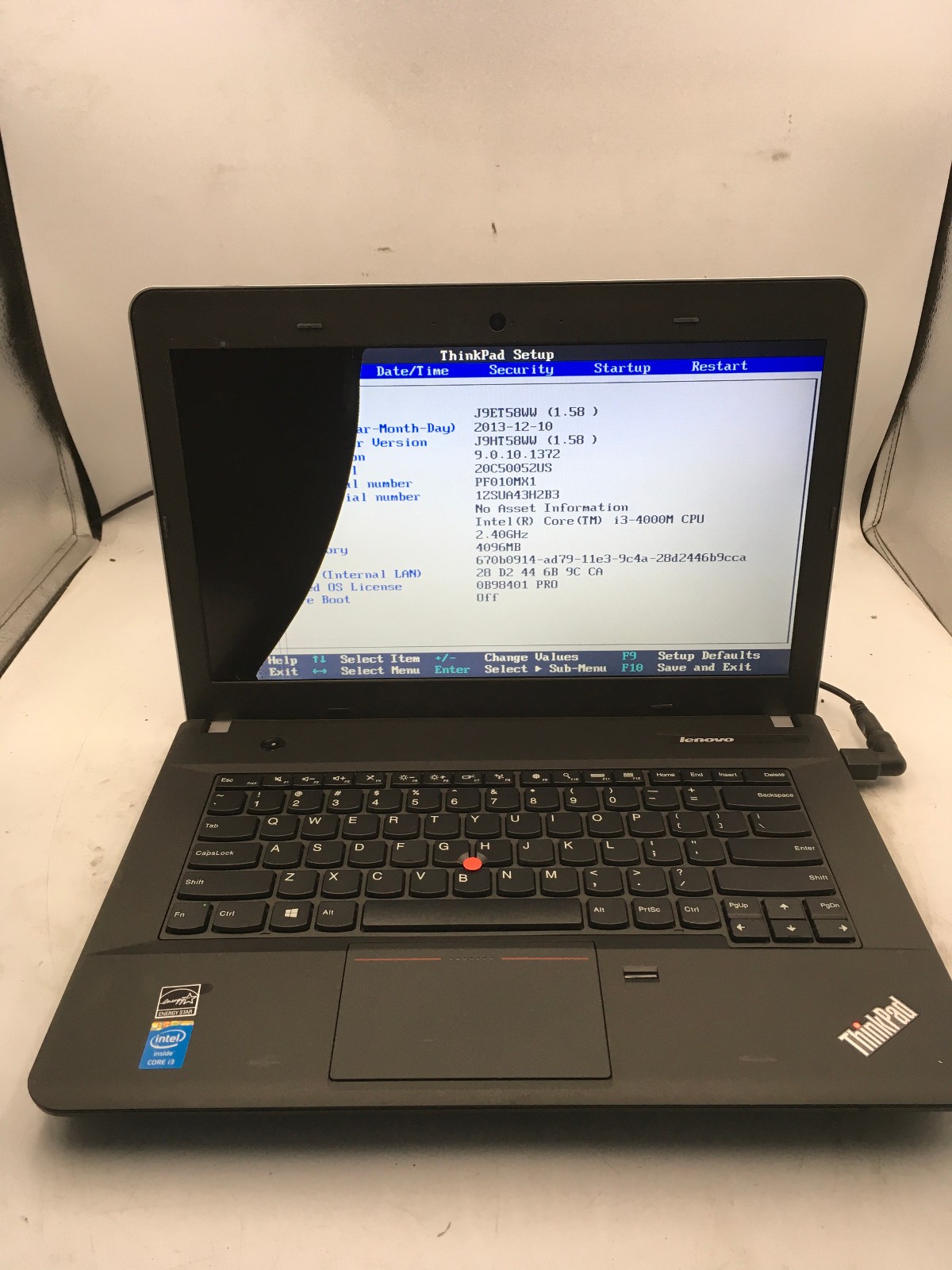 LENOVO THINKPAD E440 – BOOTS TO BIOS/BAD LCD – INTEL I3 4000M – NO RAM -READ-BB