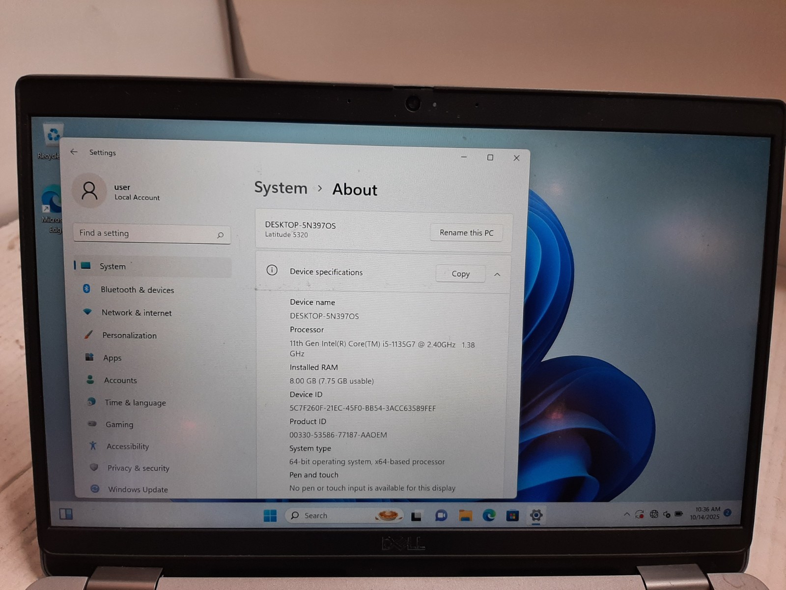 Dell Latitude 5320 14″ Laptop i5-1135G7 8GB RAM 128GB SSD WIN11 *READ* #97