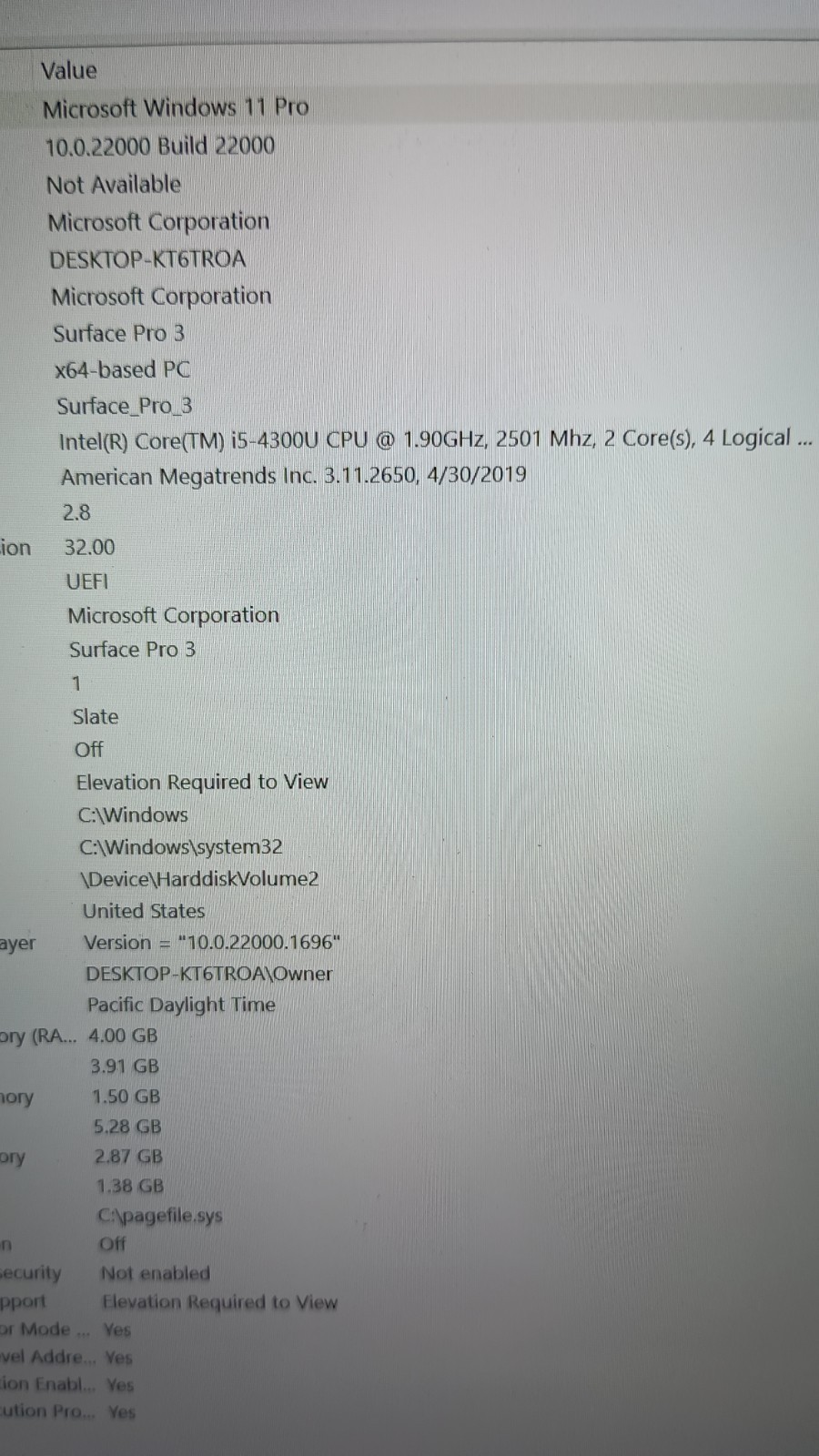 SurfacePro3. No charger! No Keyboard! i5-4300U.4GB.128GB NVMe.12″2K Touch.Nice