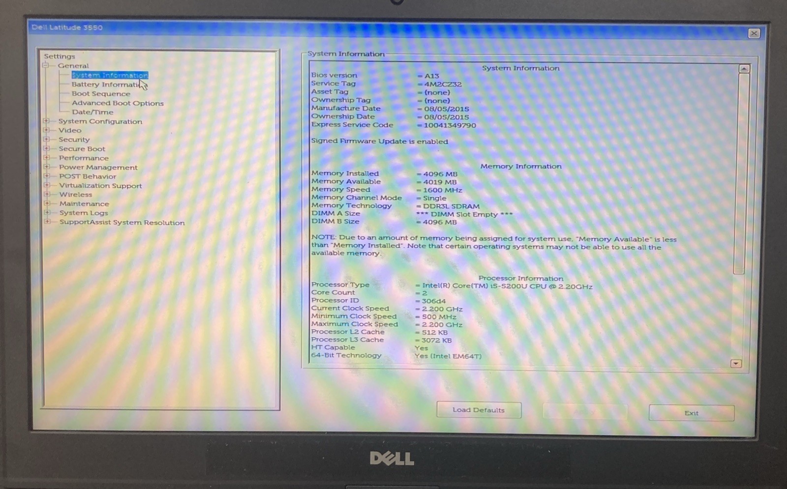 Dell Latitude 3550 Intel Core i5-5200U 2.2GHz no RAM/Battery/HDD Boot to BIOS
