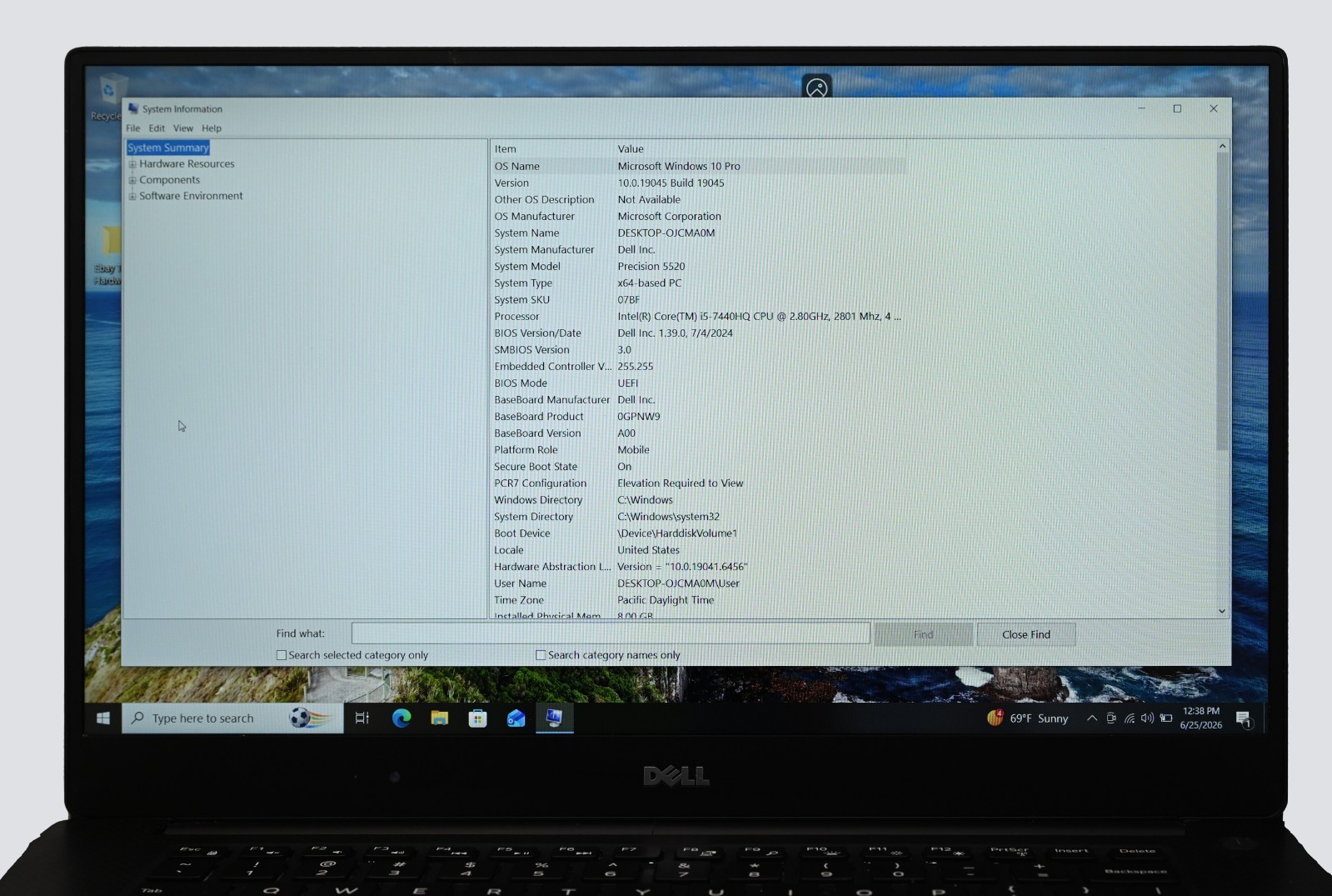 Dell Precision 5520 i5-7440HQ 2.8GHz 8GB RAM 128GB SSD Windows 10 Pro