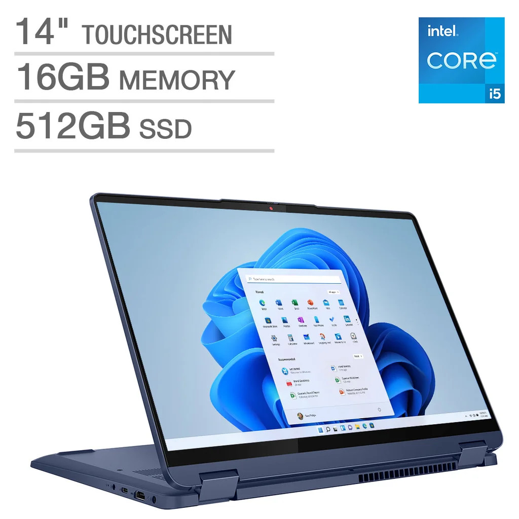 Lenovo IdeaPad Flex 5 14IRU8 14″ (512GB SSD, Intel Core i5 13th Gen., 4.60 GHz,