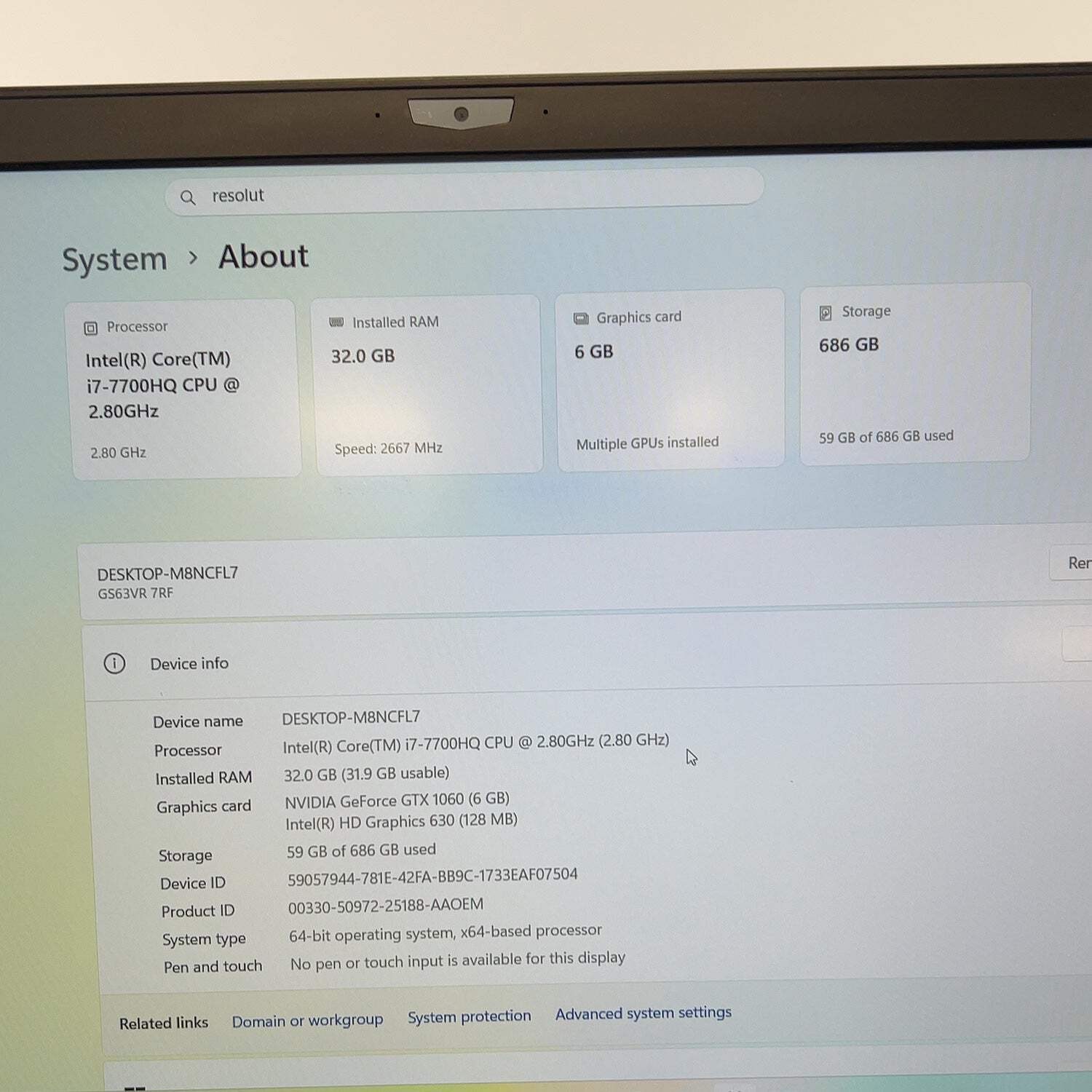 MSI Stealth GS63VR Pro MS-16K2 i7-7700HQ 32GB RAM 256GB SSD 480GB SSD GTX 1060