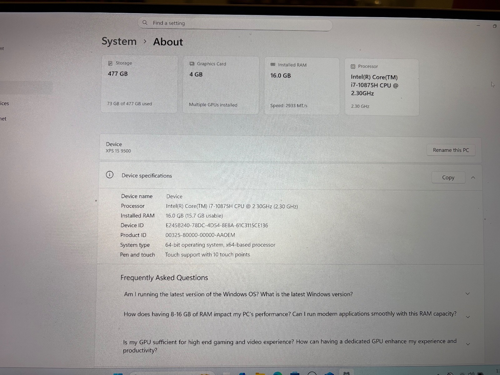 Dell XPS 15” 9500 i7 Exclusive Alpine White Sleek Design UHD – Custom Build