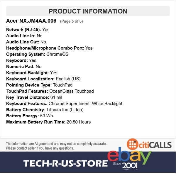 Acer NX.JM4AA.006 Chromebook Plus 714 14″ Touch Ultra 7 155U 32GB 512GB SSD