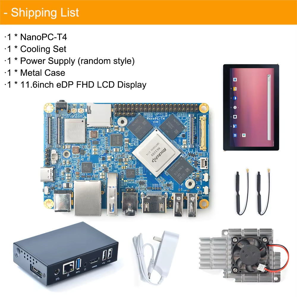 NanoPC-T4 ARM Development Board 4GB LPDDR3 RAM 16GB eMMC Rockchip RK3399 Dual-ba