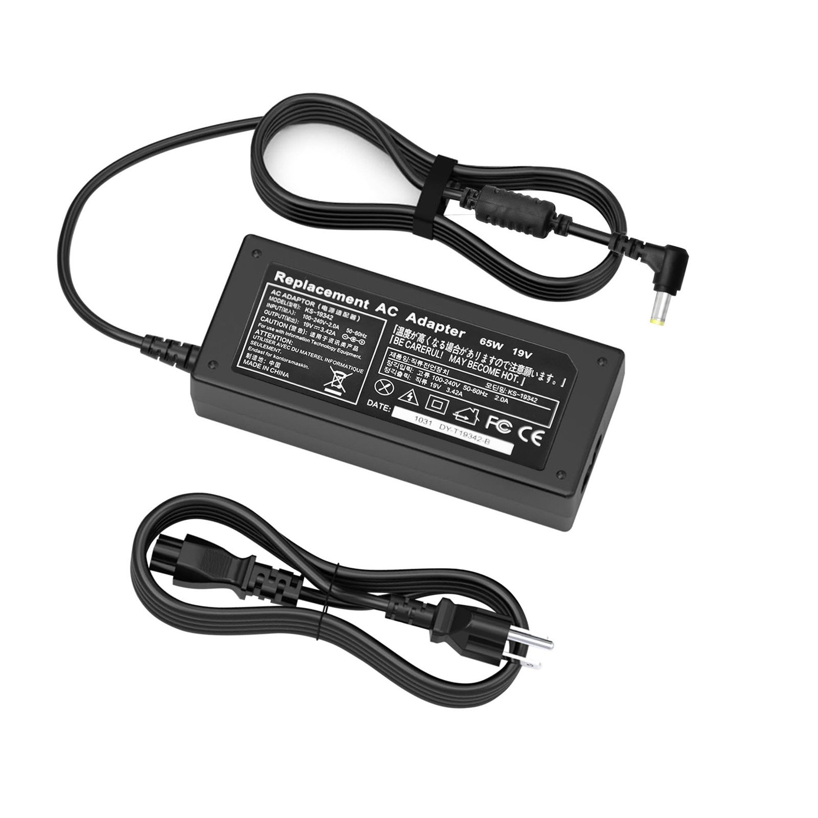 19V AC Power Cord for Acer Monitors R240HY SB220Q SA230 S231HL H236HL S202
