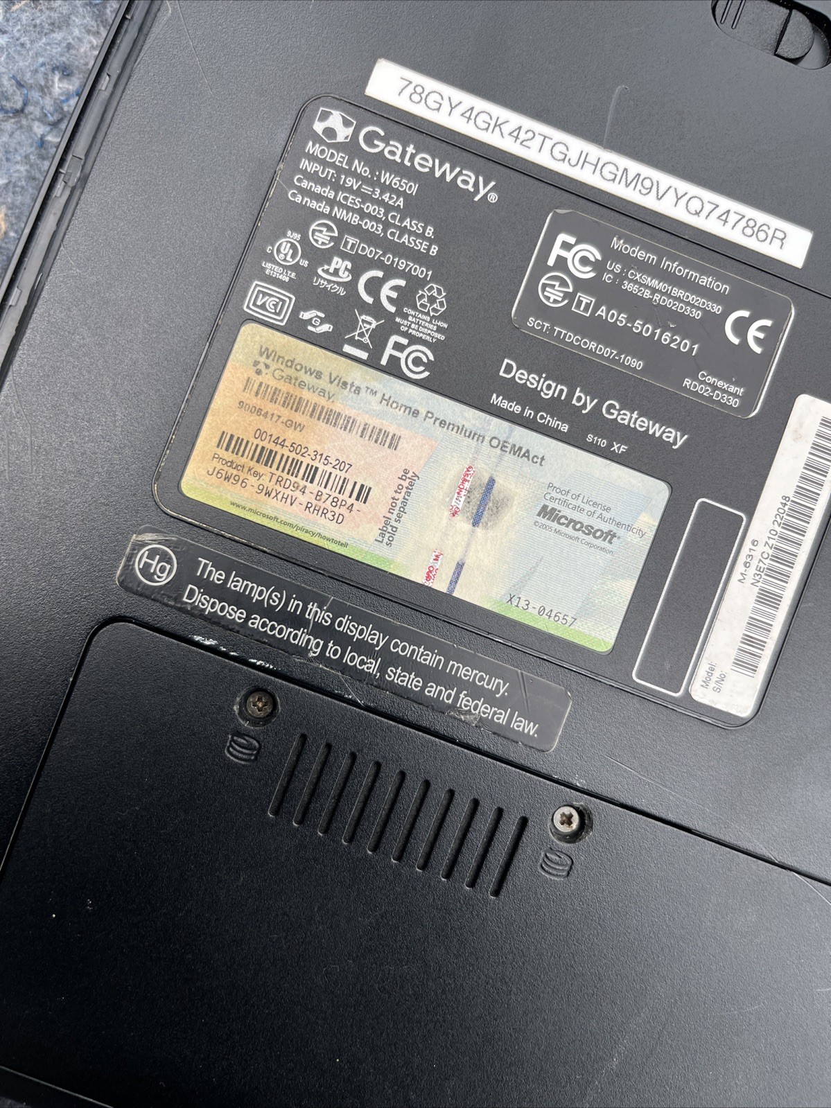 Gateway SA1 Intel Core 2 Duo 3GB RAM Win Vista DVD-RW Label Flash