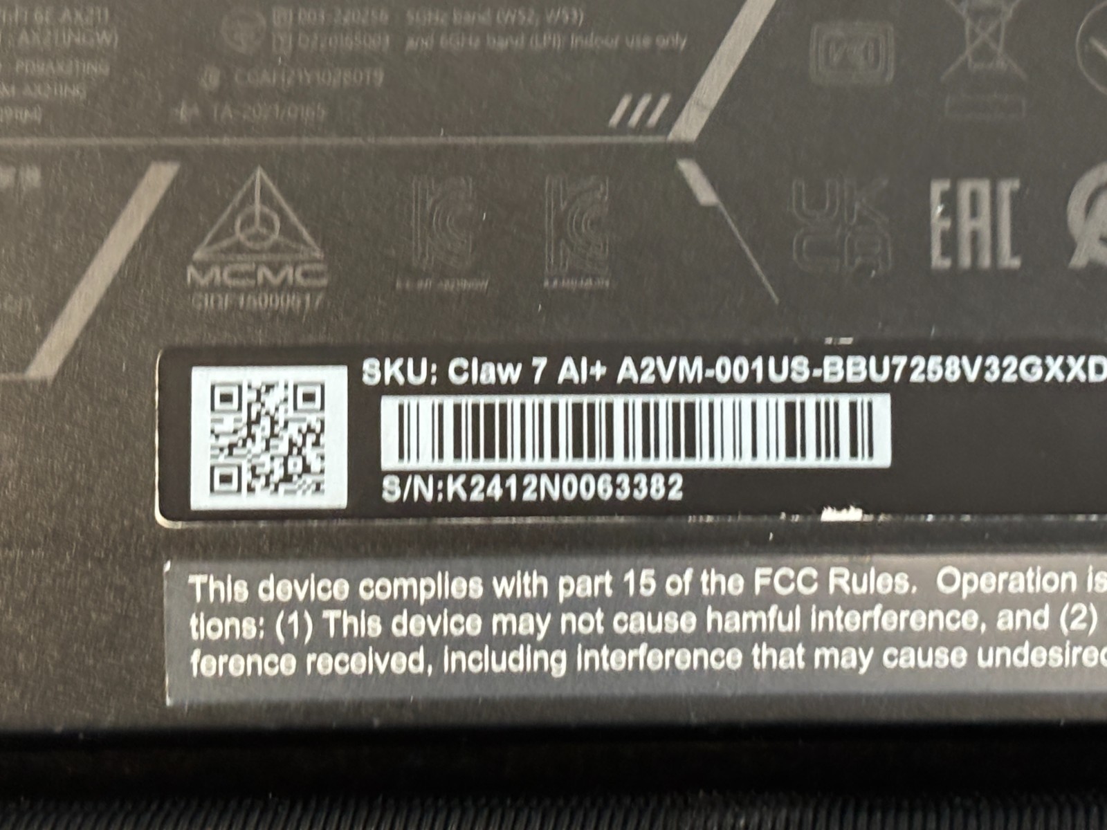 MSI Claw 7 AI+ A2VM Ultra 7 258V 32GB 512GB