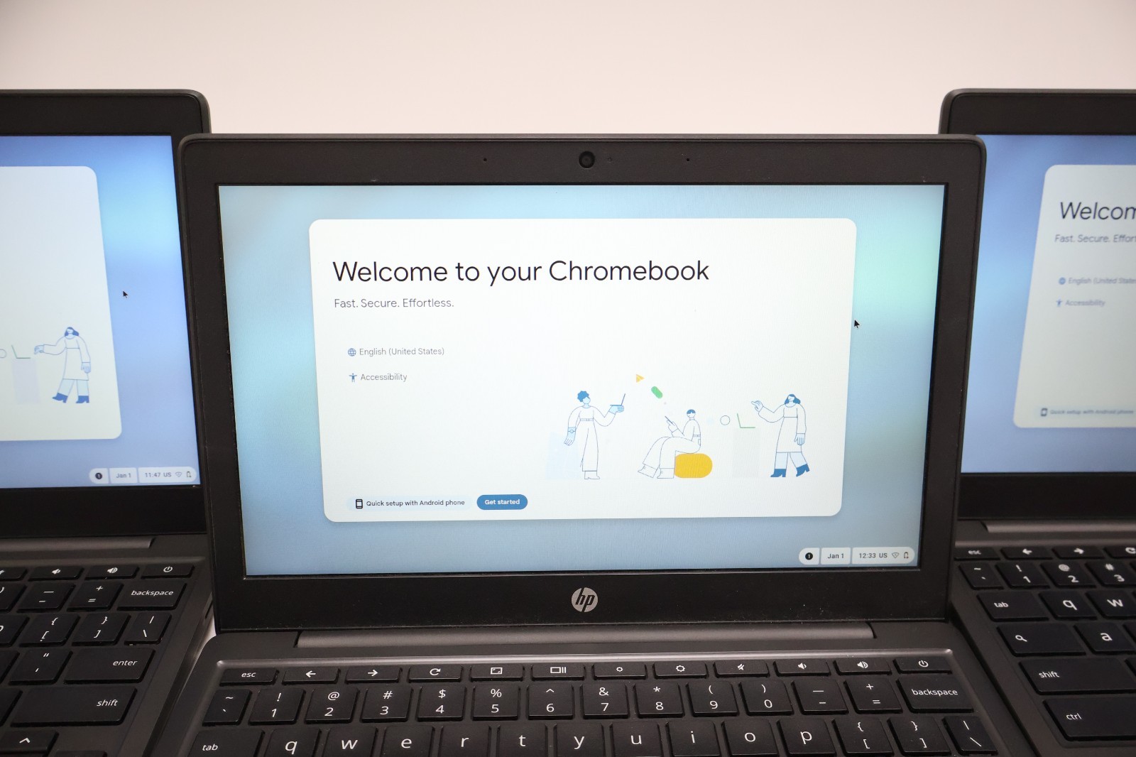 Lot of 3 HP 11A-NA0081CL 2H7Q9UA MediaTek MT8183 4GB RAM 32 GB Chromebook Laptop