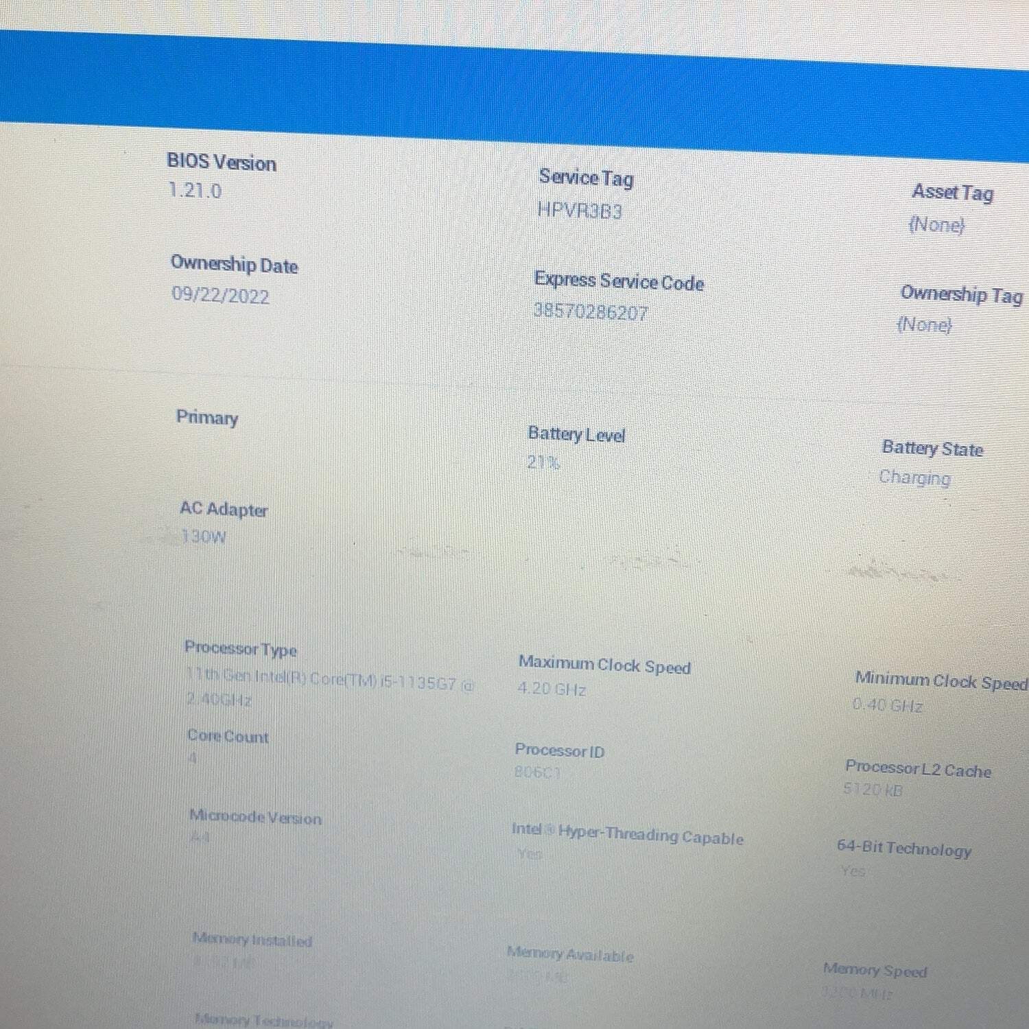 Dell Latitude 3420 14″ i5-1135G7 2.4GHz 8GB RAM NO SSD NO OS