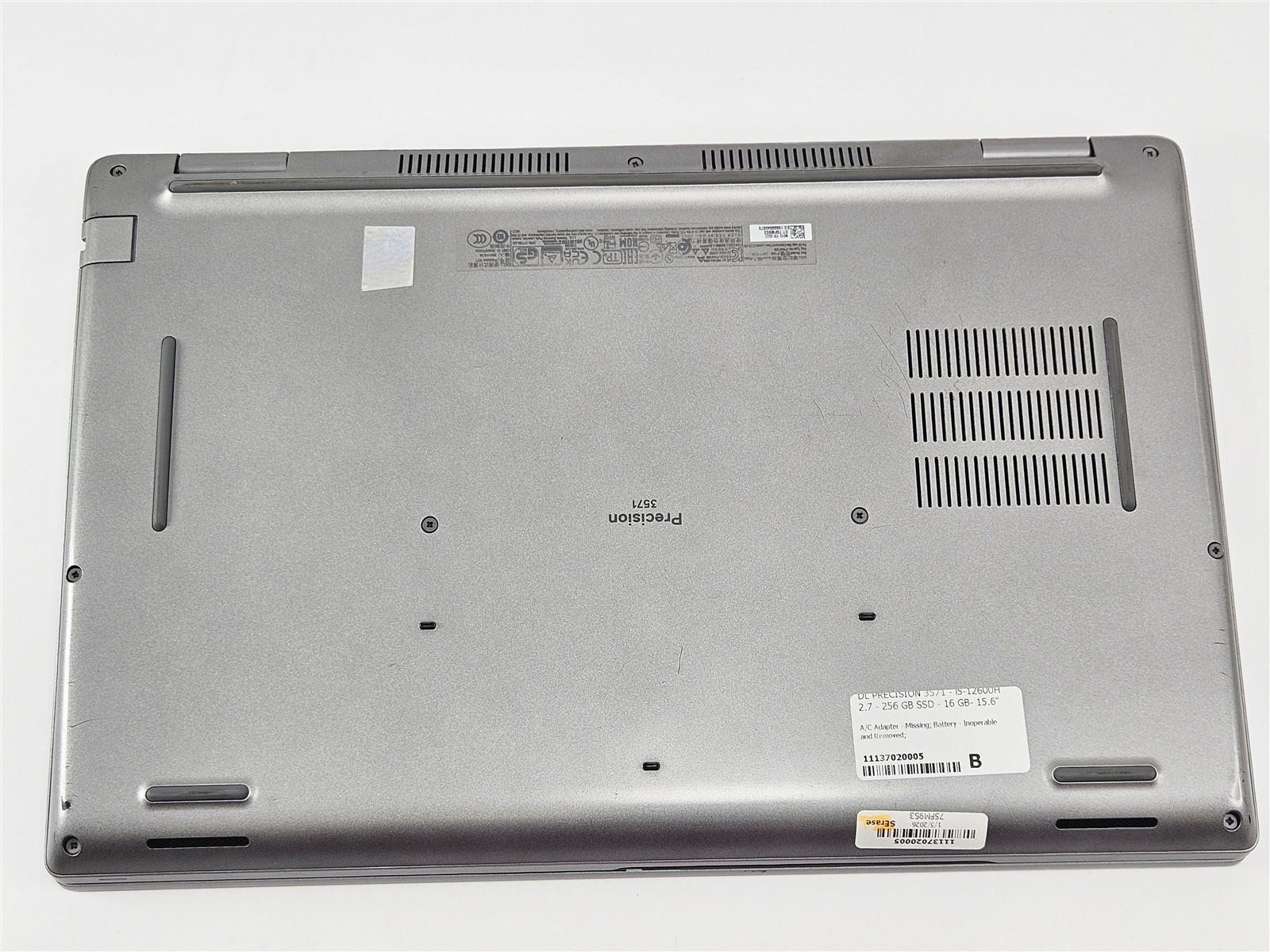 Dell Precision 3571 16GB RAM 256GB SSD i5-12600H 15.6″ T600 Titan Gray