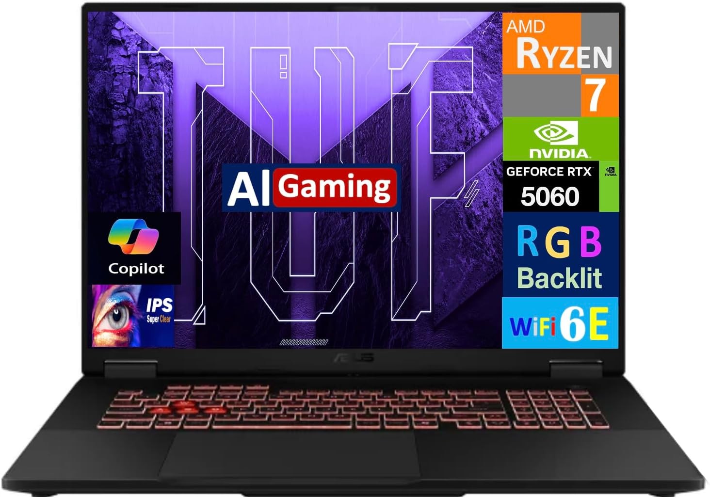 ASUS TUF 18″ Gaming Laptop AMD Ryzen 7 260 RTX 5060 FHD 16GB RAM 1TB SSD FA808UM