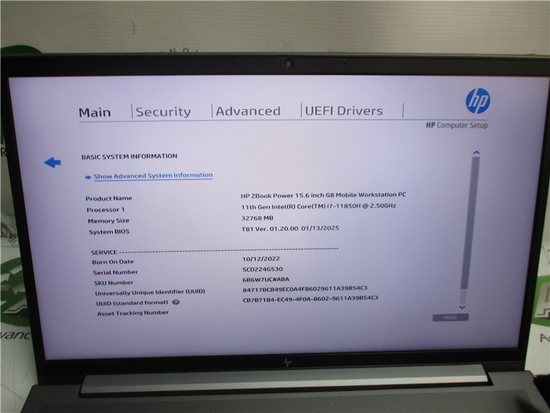 HP ZBook Power G8 Laptop i7-11850H 2.5GHz 32GB RAM 512GB SSD Windows 11 Pro COA
