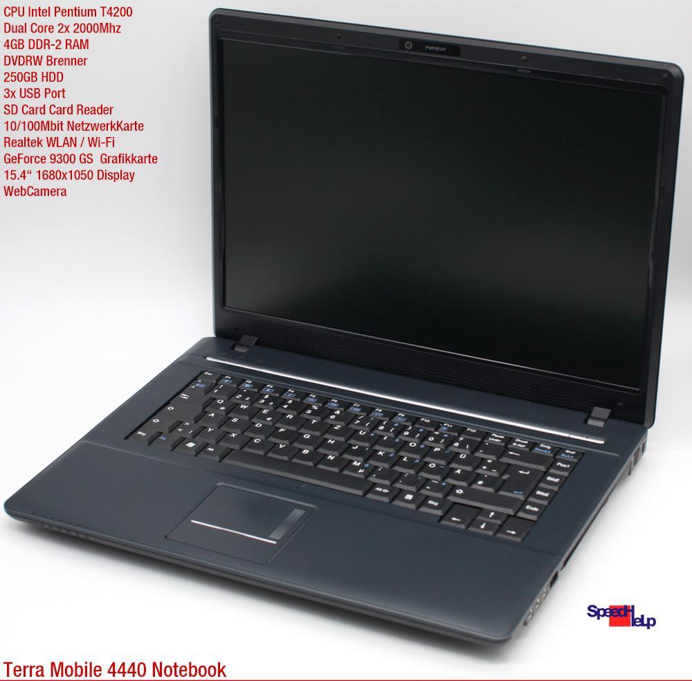 Terra Mobile 4440 Notebook Laptop Windows XP GeForce 9300 1680×1050 15.4″ Webcam