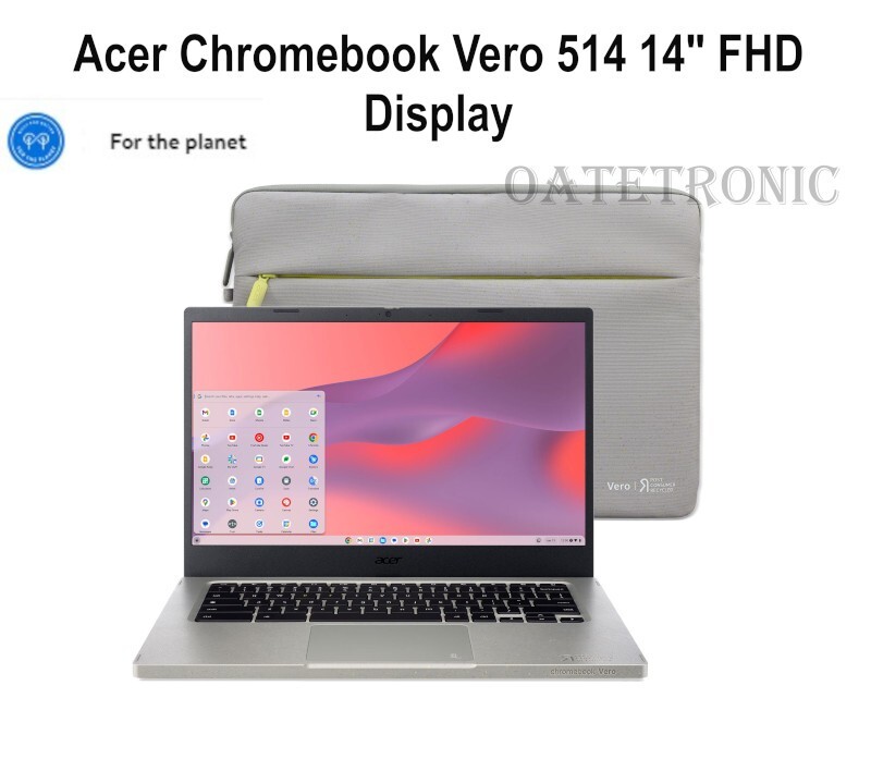 Acer Chromebook Vero 514 14″ FHD IPS Display, 12th Intel Core i3-1215U+ BAG, NEW
