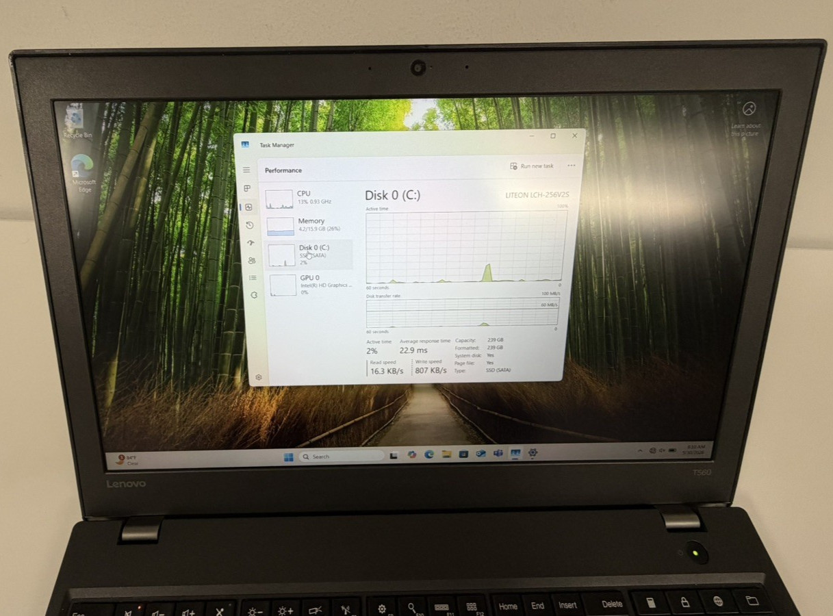 Lenovo ThinkPad T560 i7-6600U 16GB RAM 256GB SSD 15.6″ FHD Windows 11 Pro