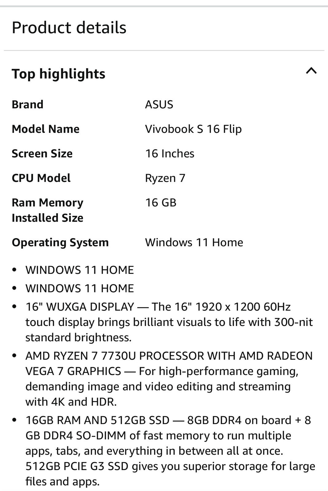 NEW ASUS Vivobook S 16 Flip 2-in-1 16″ Laptop Tablet Ryzen 7 16GB TN3604YA-AS76