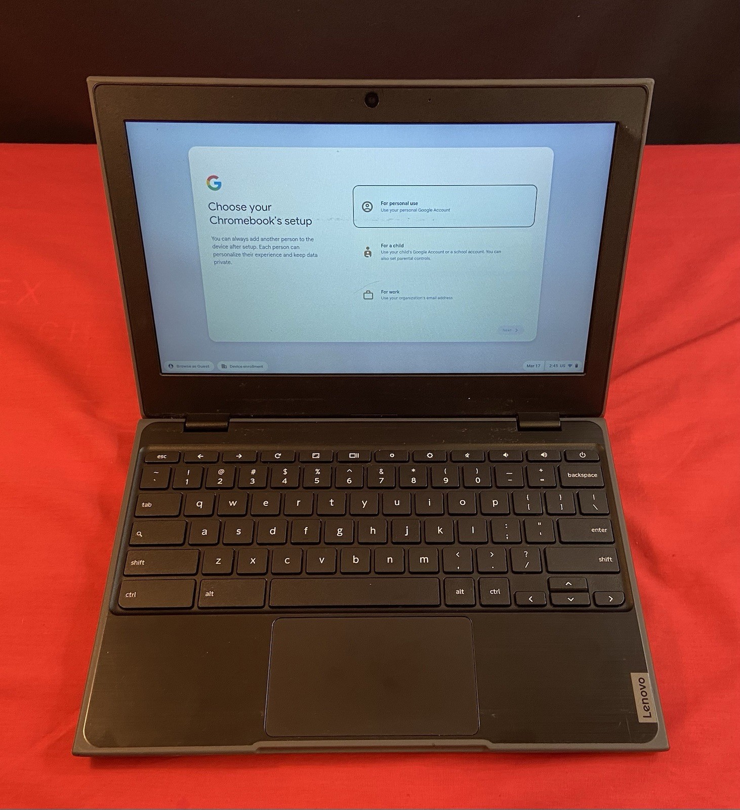 Lenovo (Chromebook) 100e Gen2 82CD0000US 4GB 32GB Wi-Fi NO CHARGER TESTED/FUNC