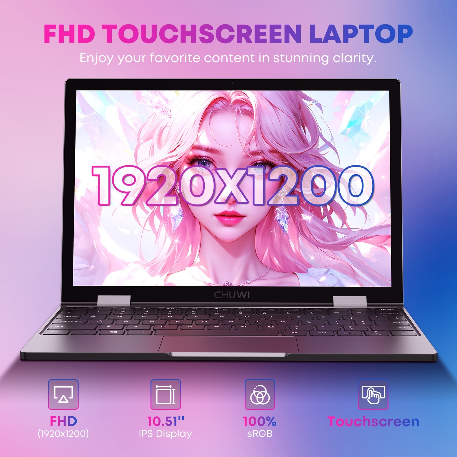 CHUWI MiniBook X 10.51″ Windows 11 Laptop Intel N150 up to 3.6GHz 16GB 512GB SSD