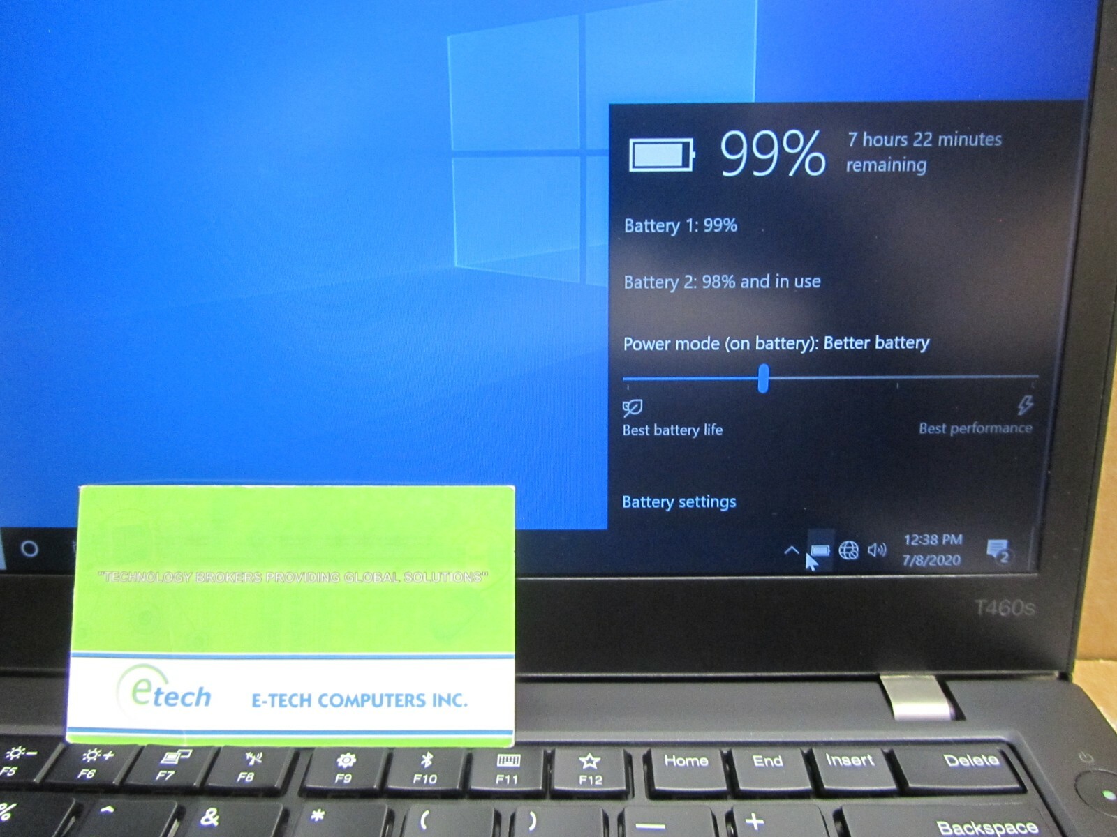 20FAS19400 ThinkPad T460s i5-6300U 8GB 256GB SSD 14″ FHD 1920×1080 Win 10 Pro64
