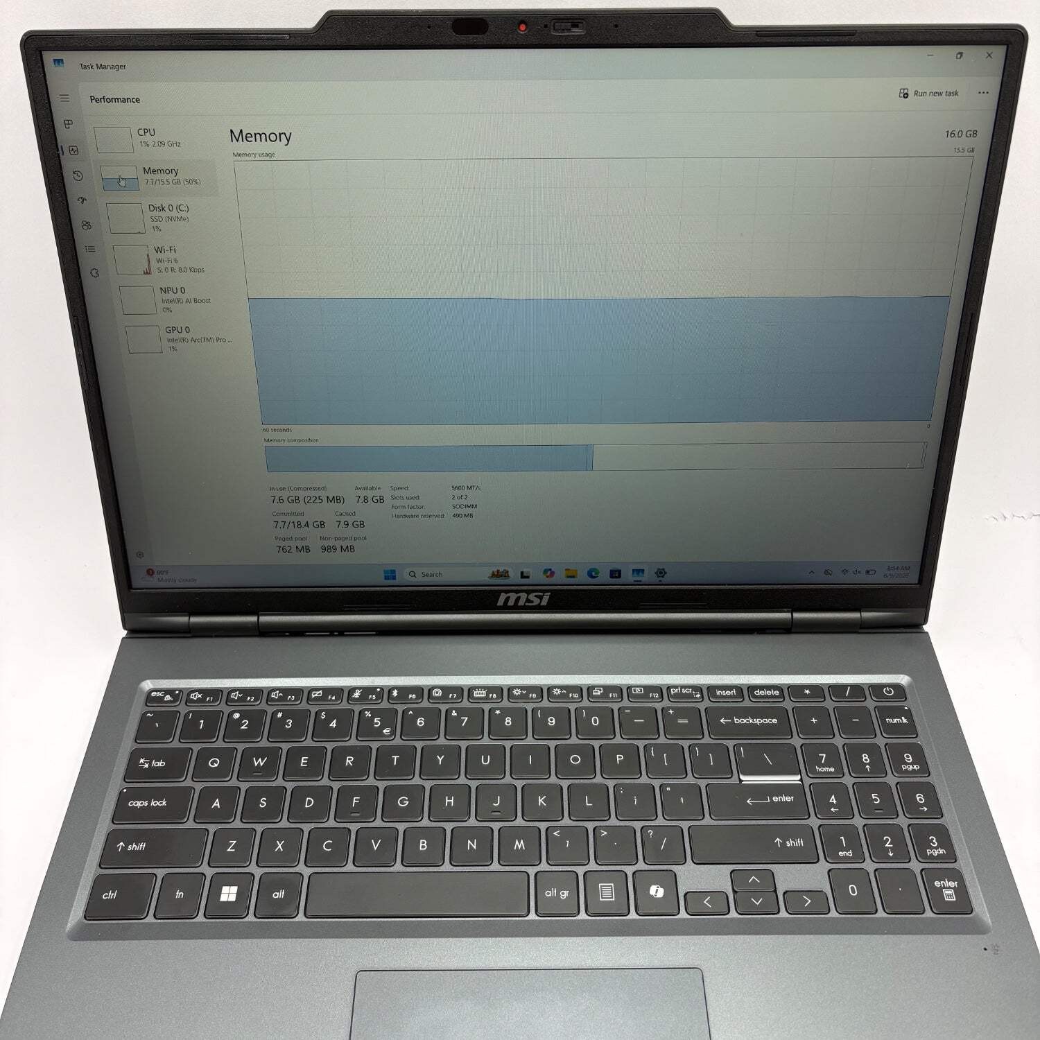 MSI Venture 16 AI A1MTG 16″ Core Ultra 5 125H 3.6GHz 16GB RAM 512GB SSD