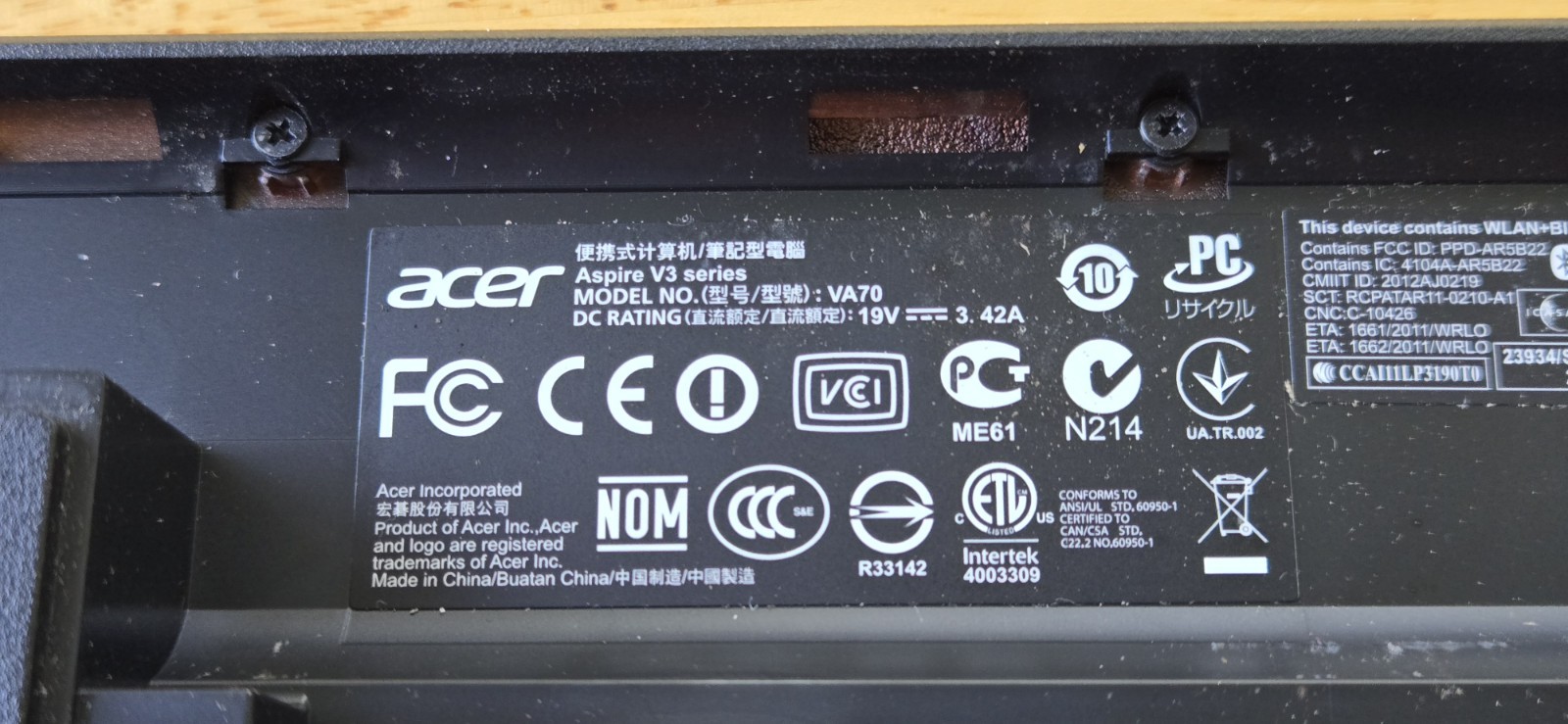 Acer Aspire V3 731-4477 15″ Laptop SOLD AS IS FOR PARTS