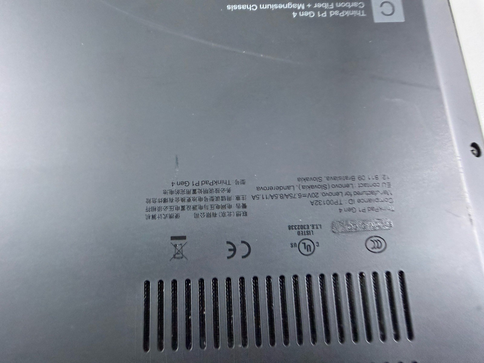 LENOVO THINKPAD P1 Gen 4 2K I7-11850H 512GB 16GB NVIDIA T1200 WIN11 NO BATTERY