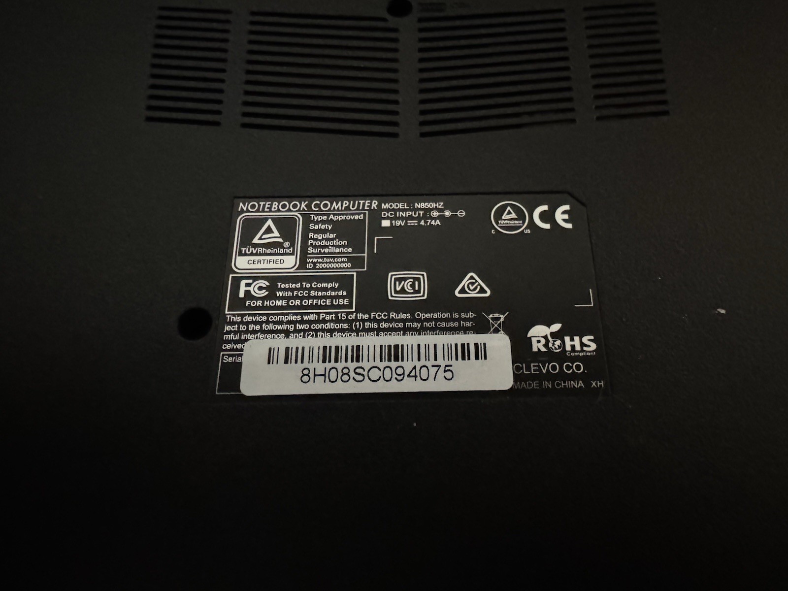 Clevo Sager N850HZ i3-7100H Motherboard and Casing Parts only