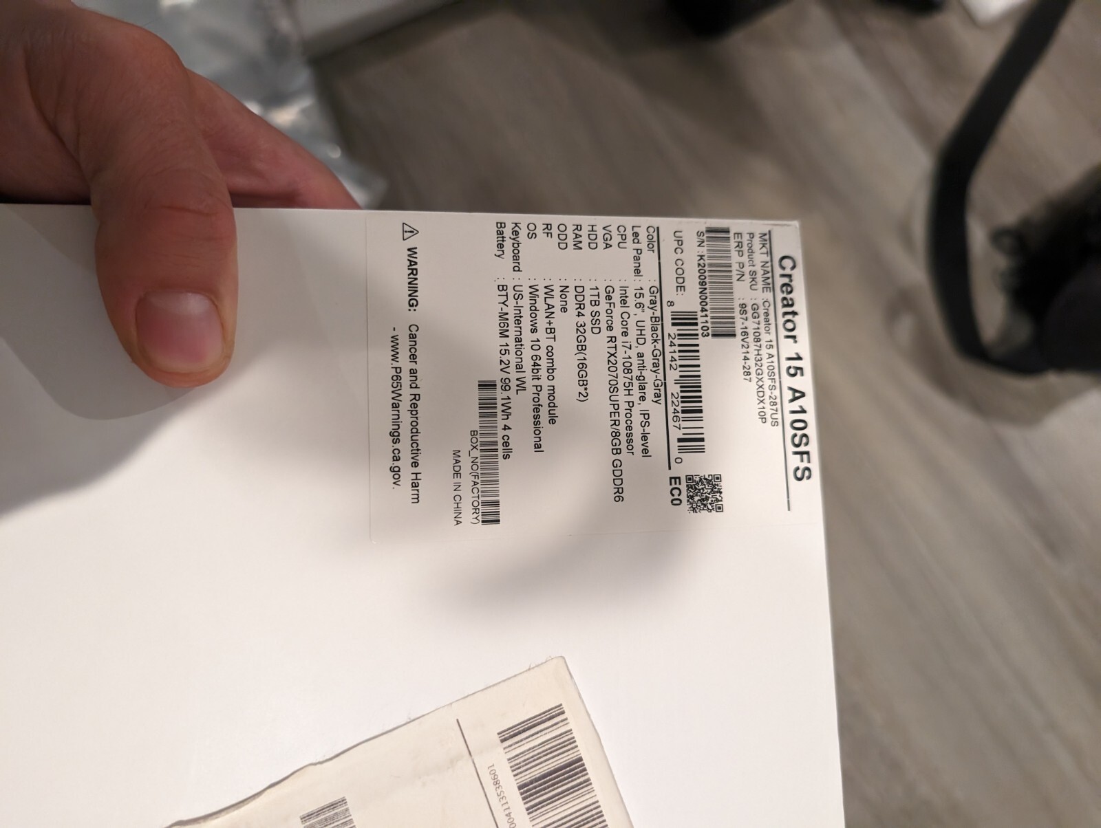MSI Creator 15 15.6′ i7-10875H 3(1+2) TB SSD, 64 RAM DDR4, RTX 2070 Super