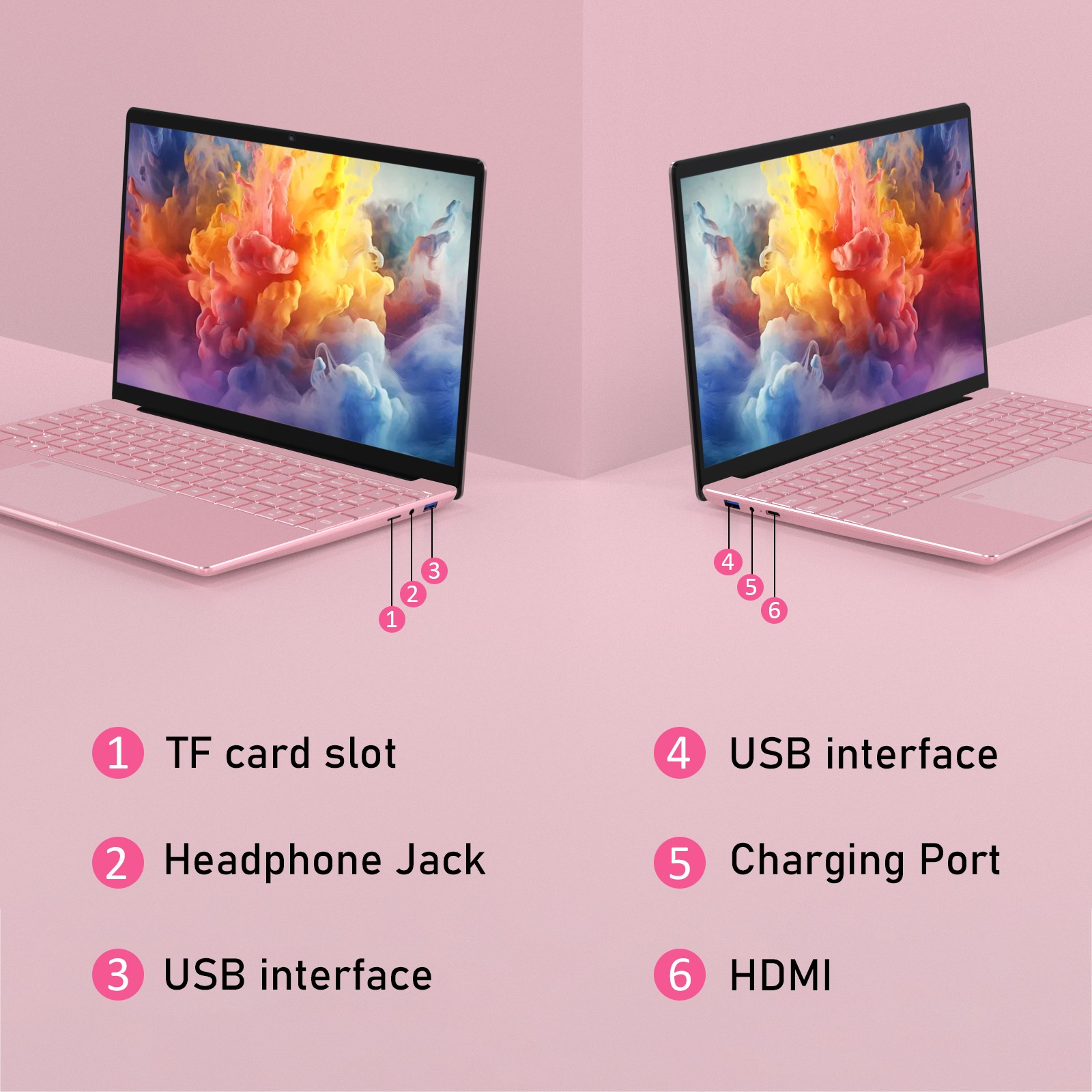 15.6″ FHD 1080P Laptop Celeron N95 32GB + 1TB SSD 8000mAh Battery Pink Notebook