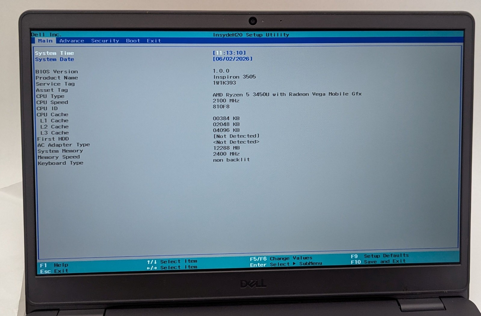 Incomplete Dell Inspiron 3505 15.6″ Touch Laptop Ryzen 5 3405 2.10GHz 12GB RAM
