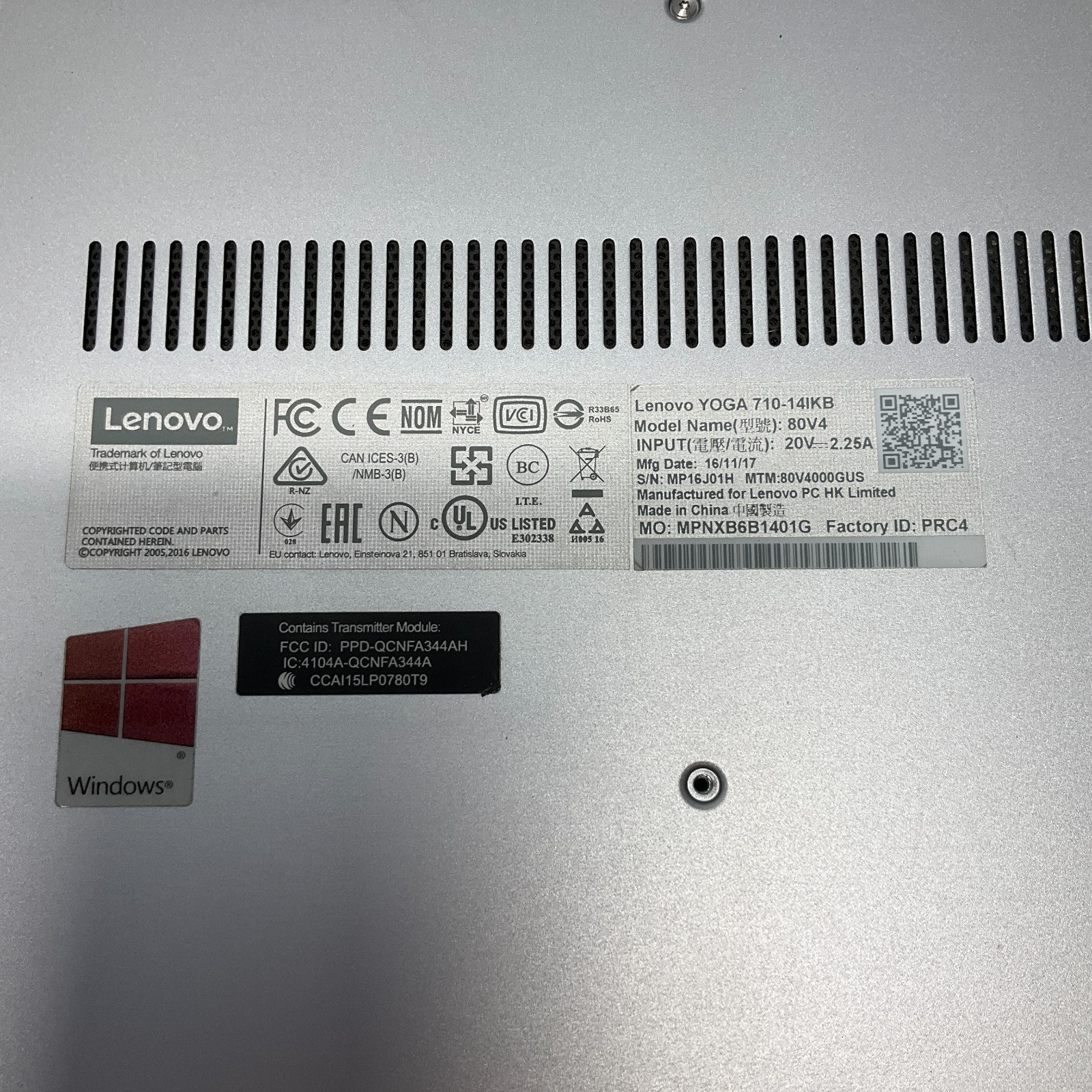 Lenovo Yoga 710-14IKB Intel Core i5 Laptop for Parts/Repair *READ ISSUE NO POWER