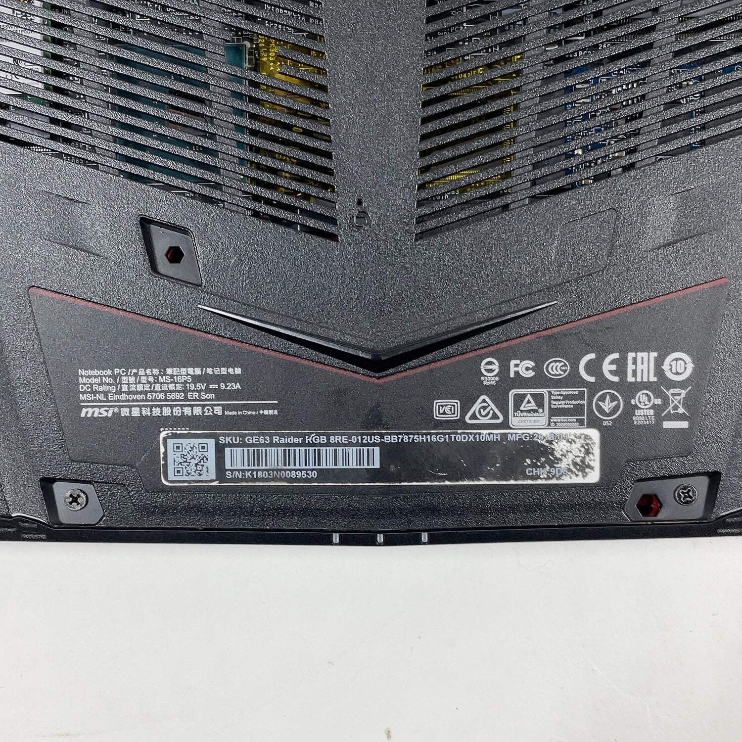 Broken MSI Raider GE63 15.6″ i7-8750H 16GB RAM 128GB SSD 1TB HDD GTX 1060